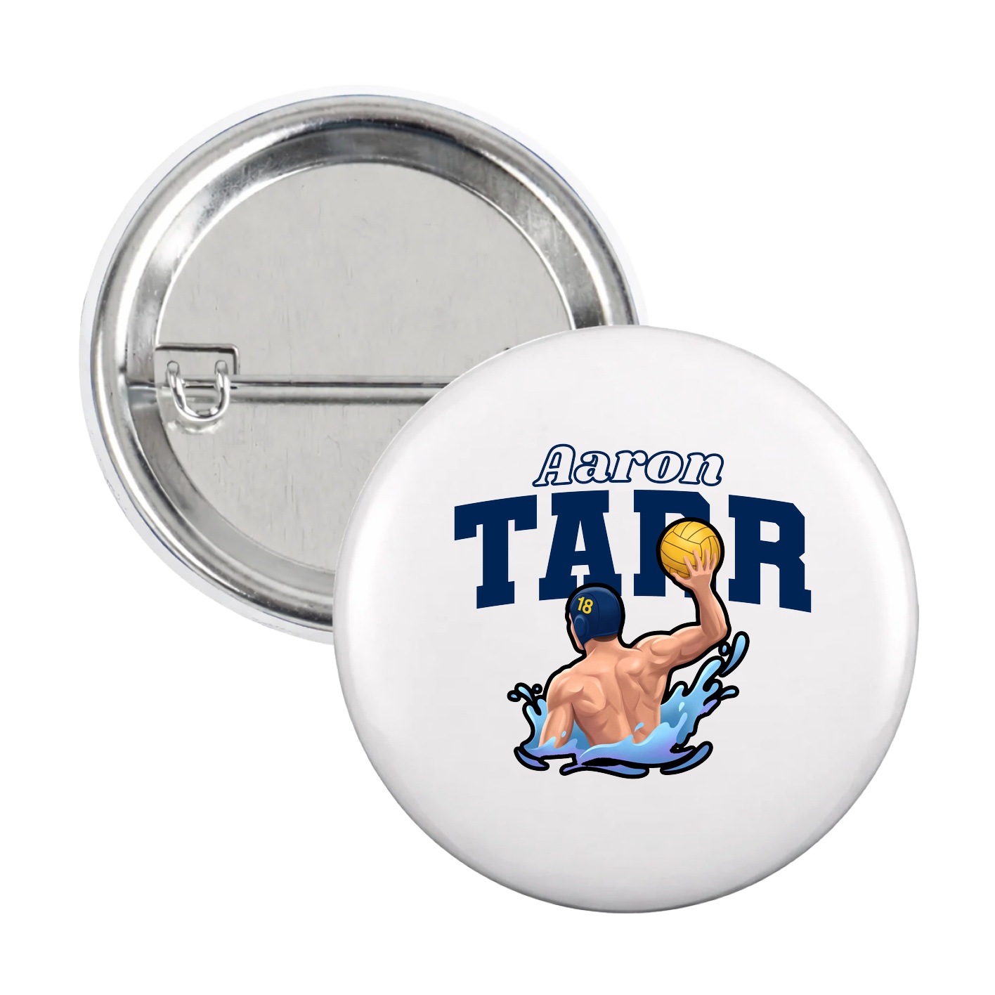 Game Day Button — Name Arch in White