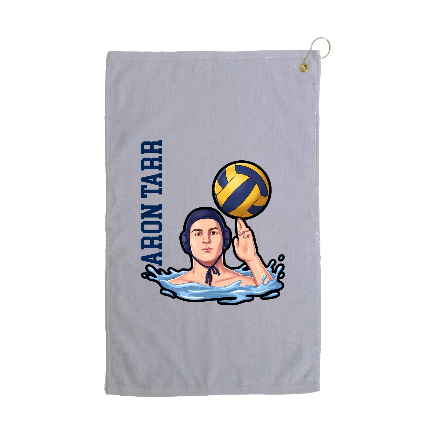 Golf Towel — Name Vertical in Grey