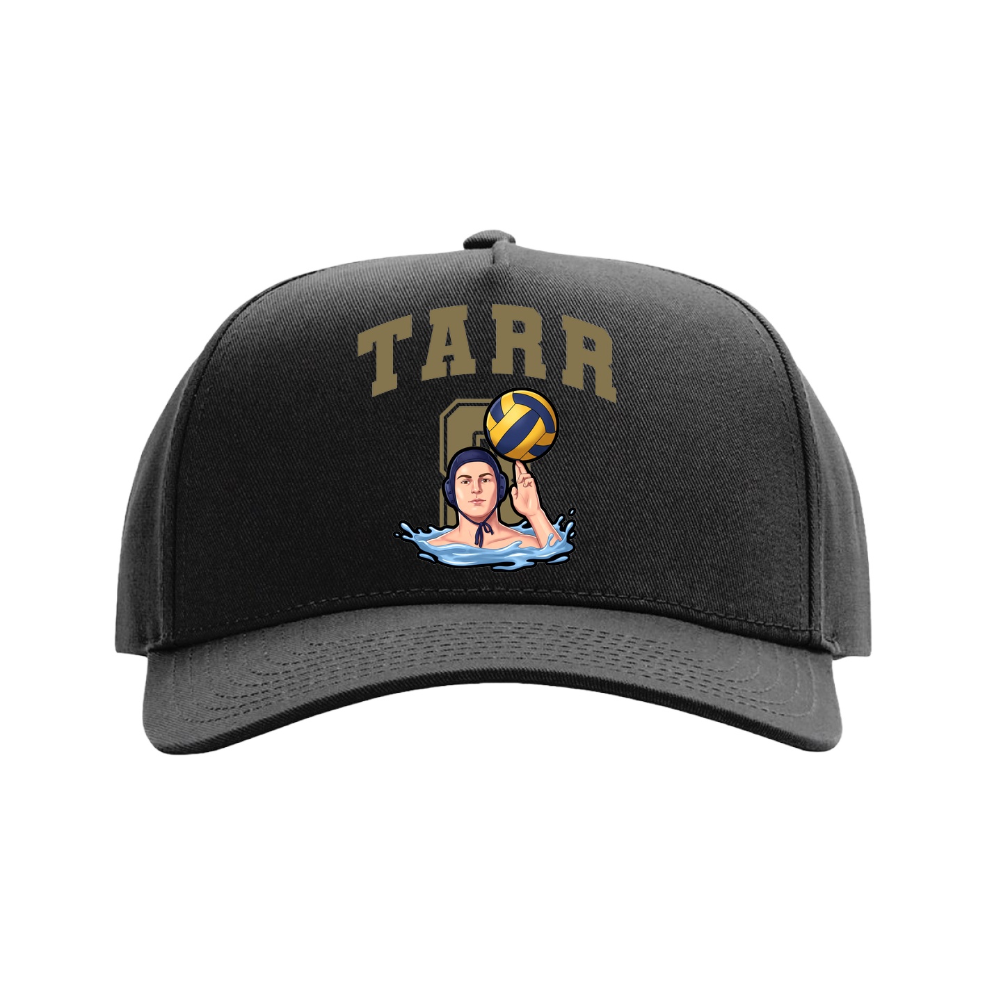 Full Fabric Five-Panel Champ Cap — Number in Black