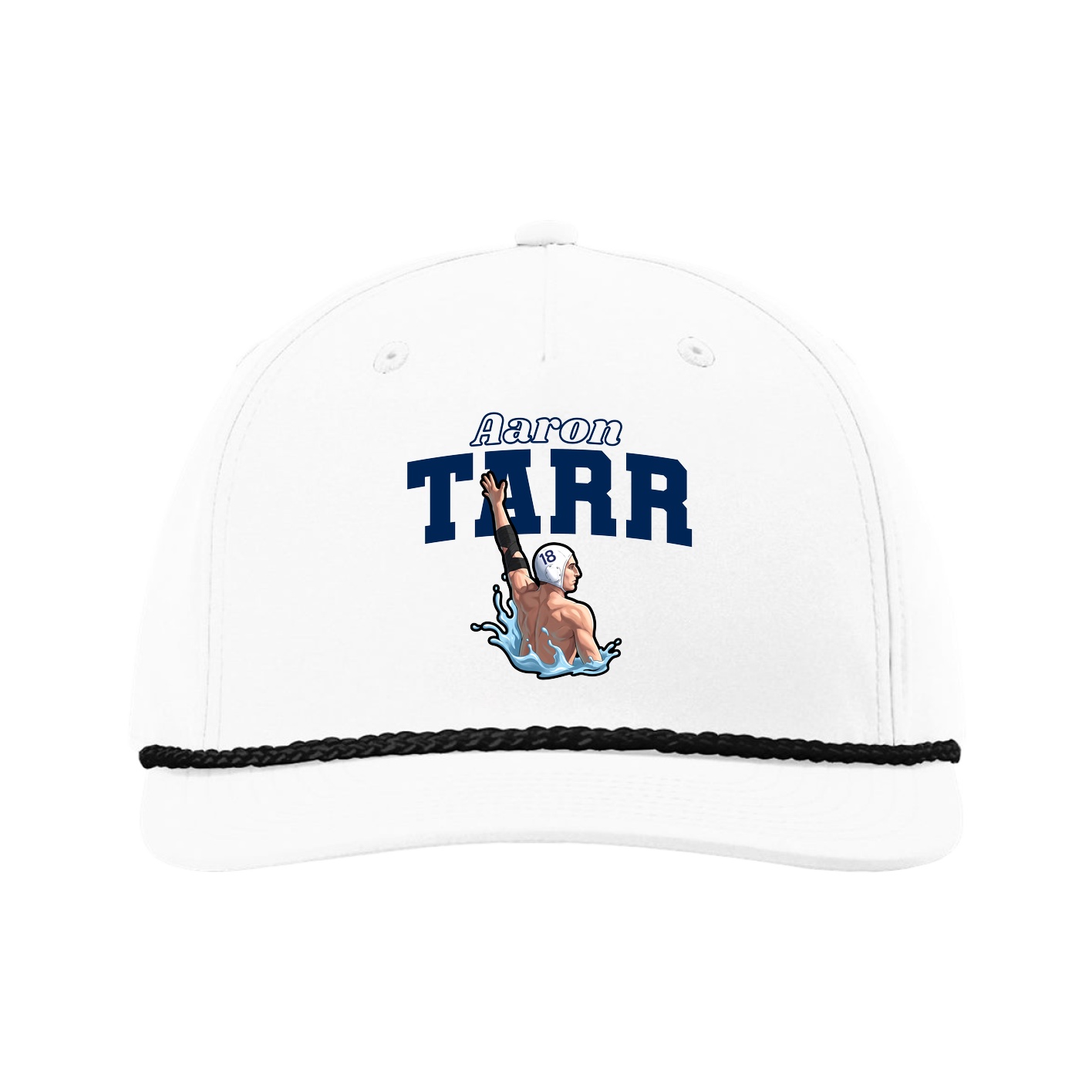 Five-Panel Classic Rope Cap — Name Arch in White