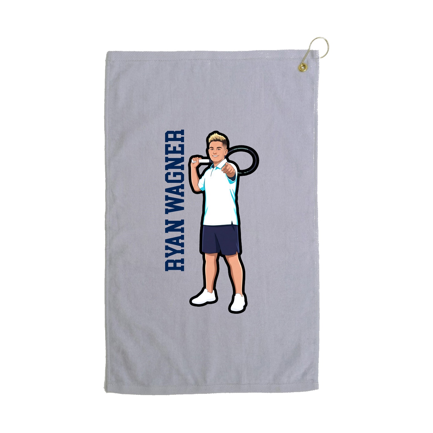 Golf Towel — Name Vertical in Grey
