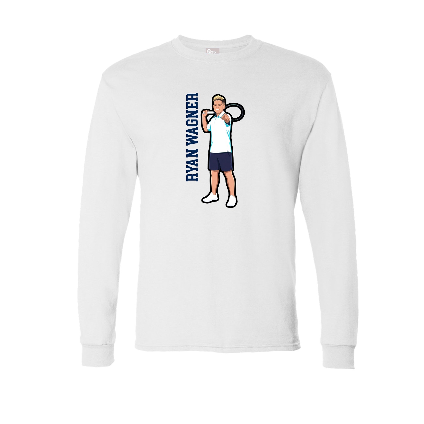 Long Sleeve Tee — Name Vertical in White