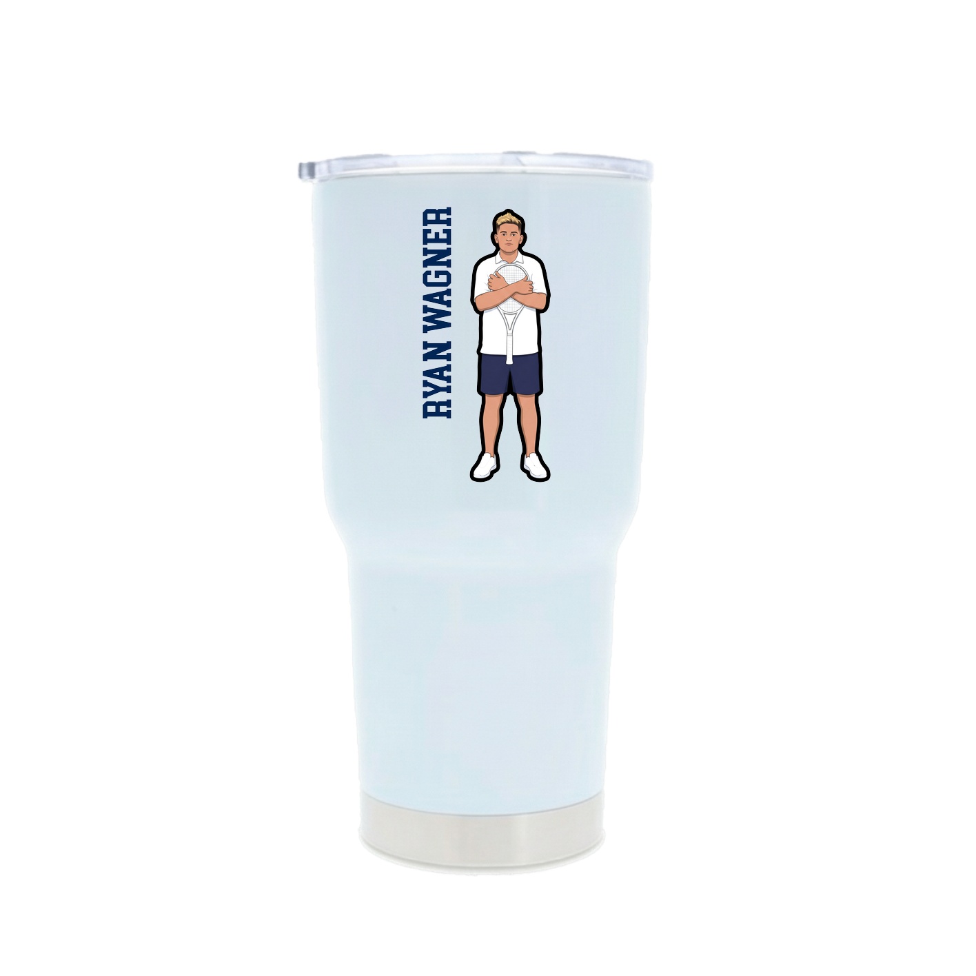 30oz Stainless Steel Tumbler — Name Vertical in White