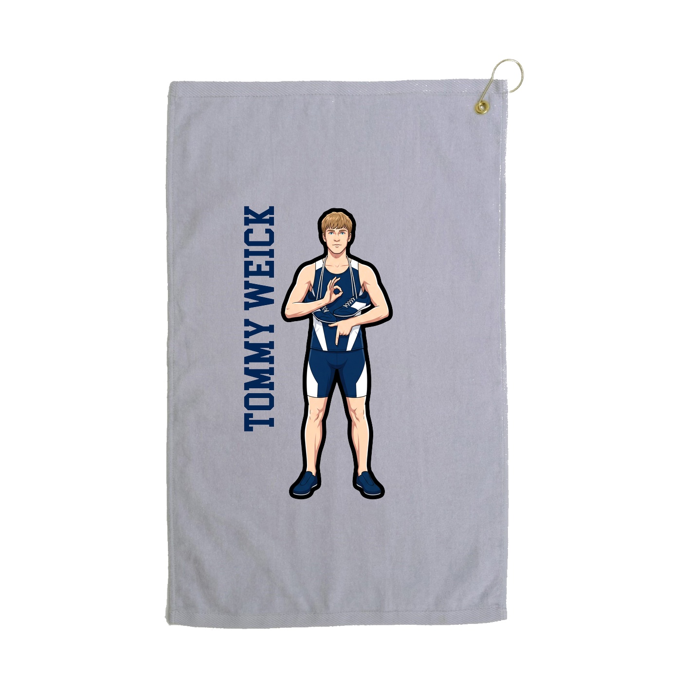 Golf Towel — Name Vertical in Grey