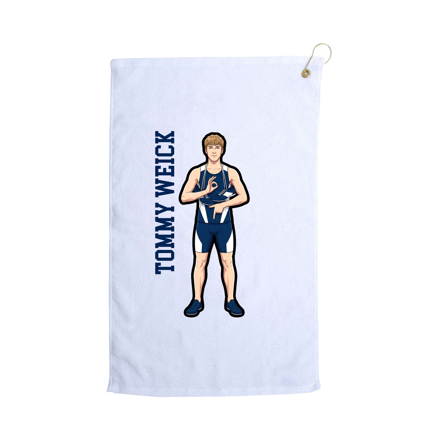 Golf Towel — Name Vertical in White