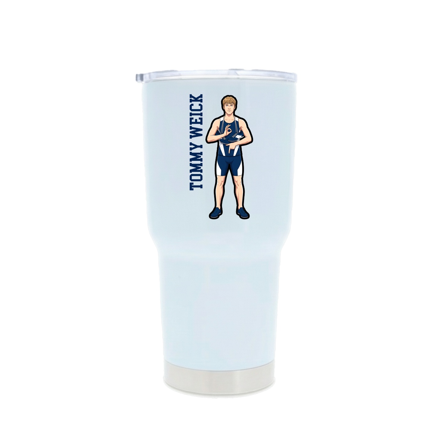 30oz Stainless Steel Tumbler — Name Vertical in White