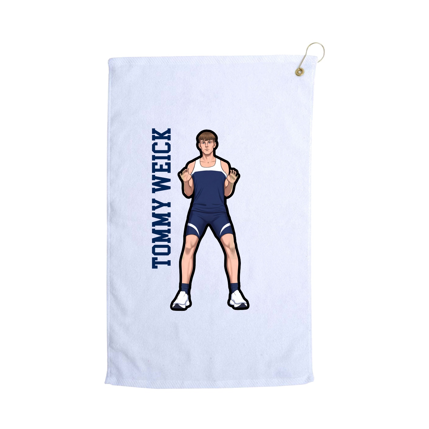 Golf Towel — Name Vertical in White