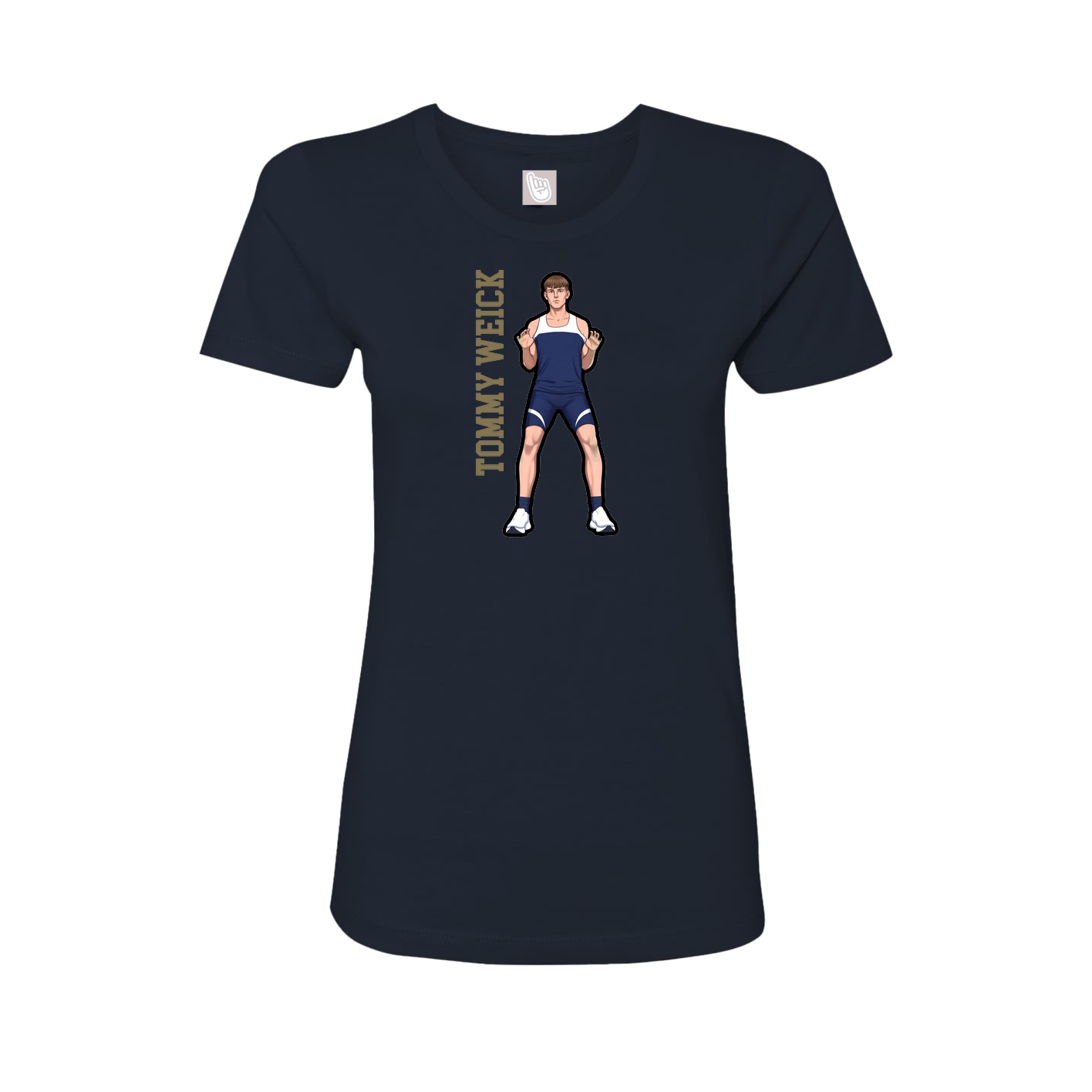 Womens Tee — Name Vertical in Navy