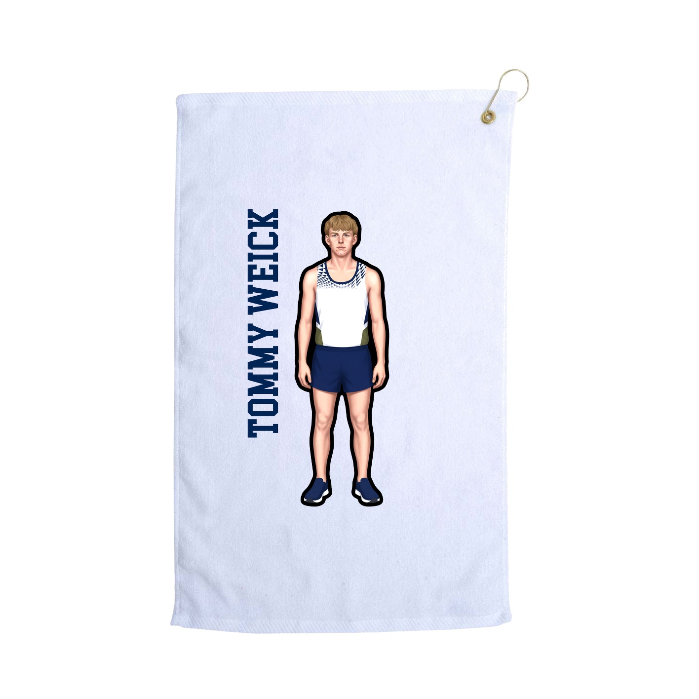 Golf Towel — Name Vertical in White