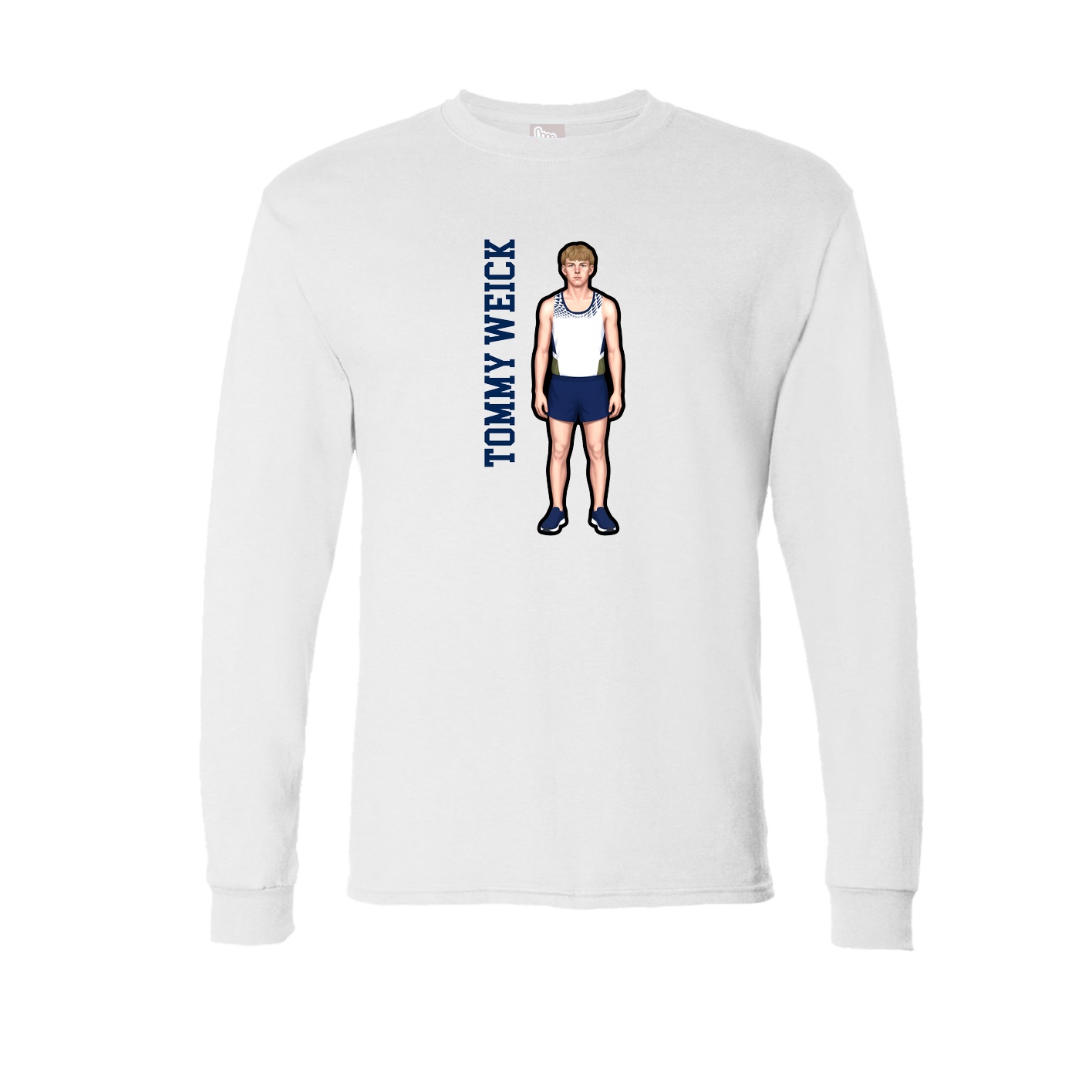 Long Sleeve Tee — Name Vertical in White