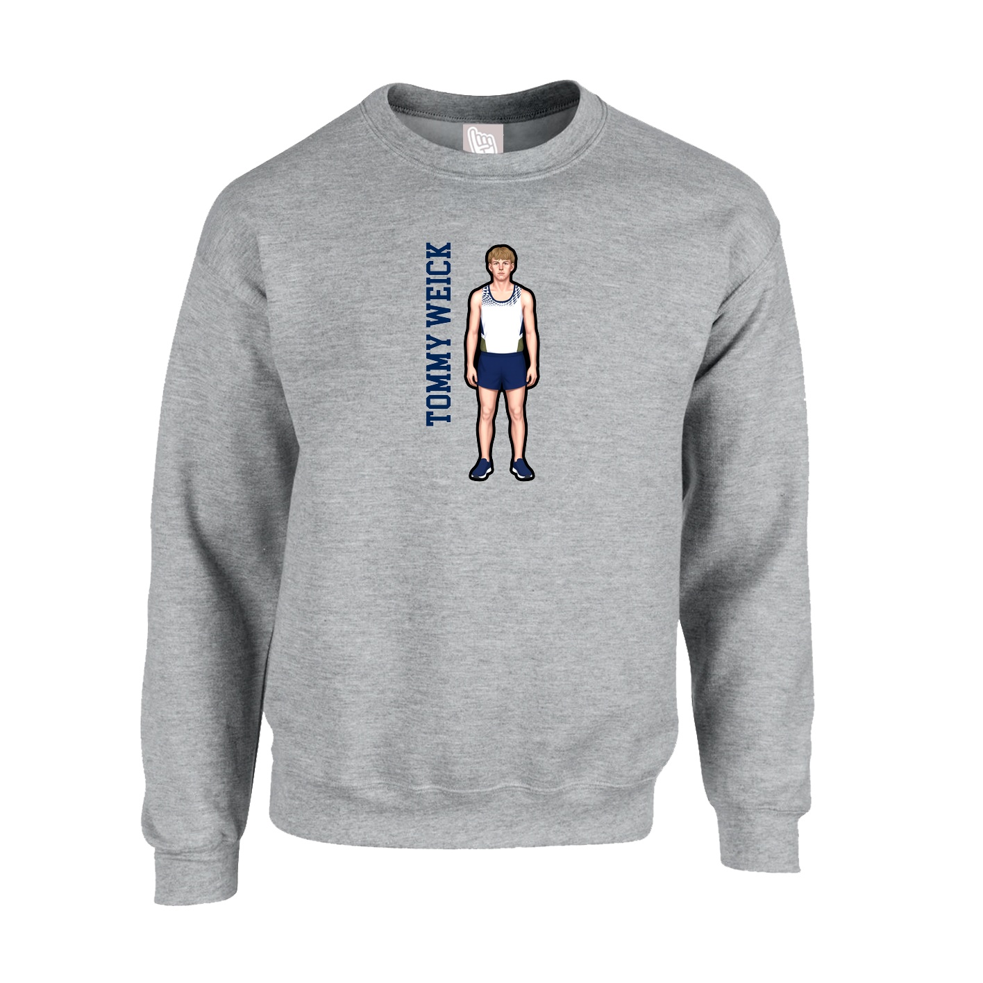 Fleece Crew — Name Vertical in Grey