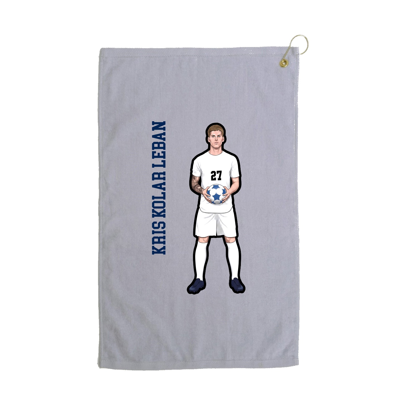 Golf Towel — Name Vertical in Grey