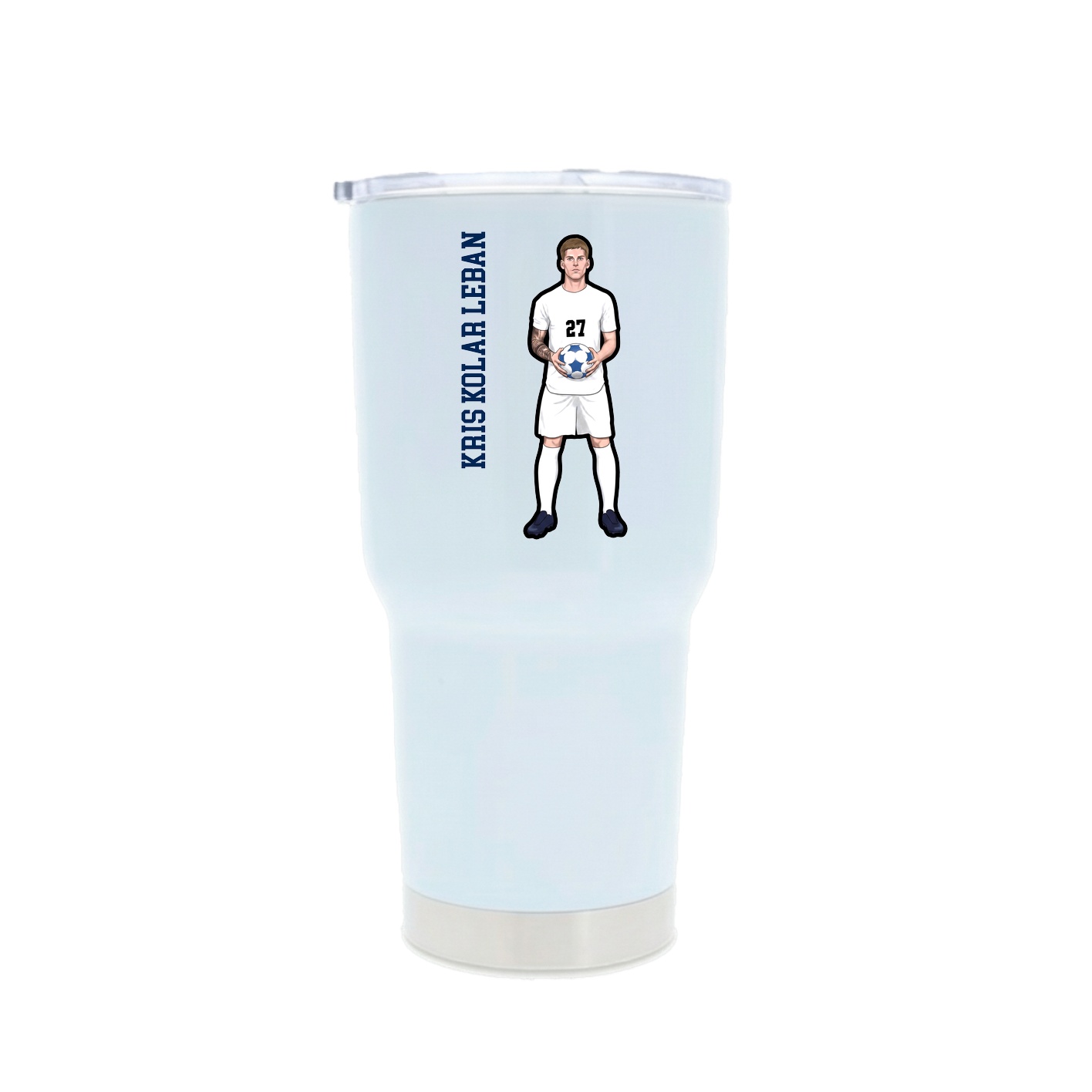 30oz Stainless Steel Tumbler — Name Vertical in White