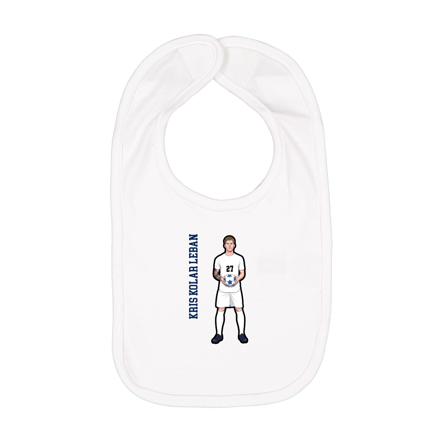 Infant Bib — Name Vertical in White