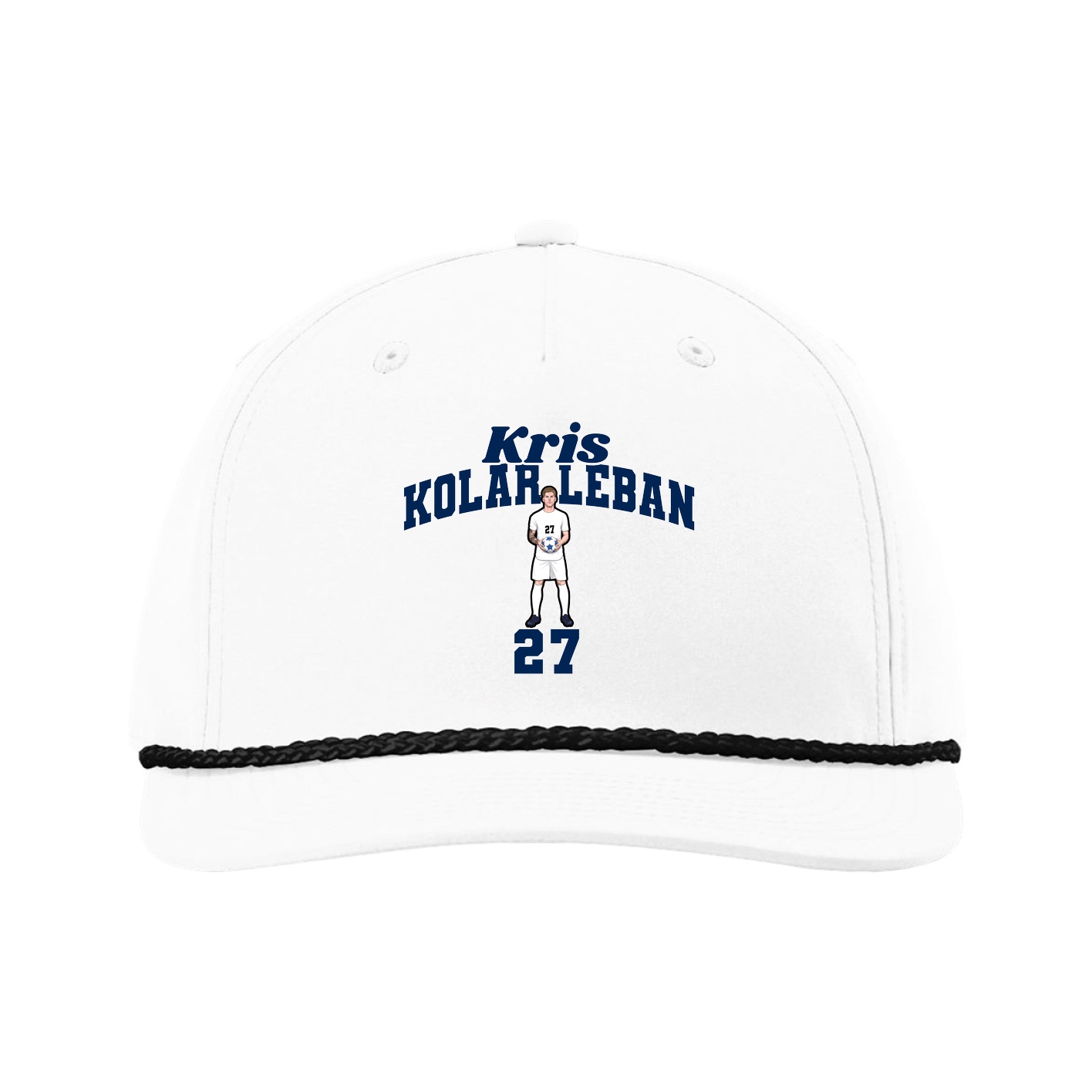 Five-Panel Classic Rope Cap — Signature Arch in White