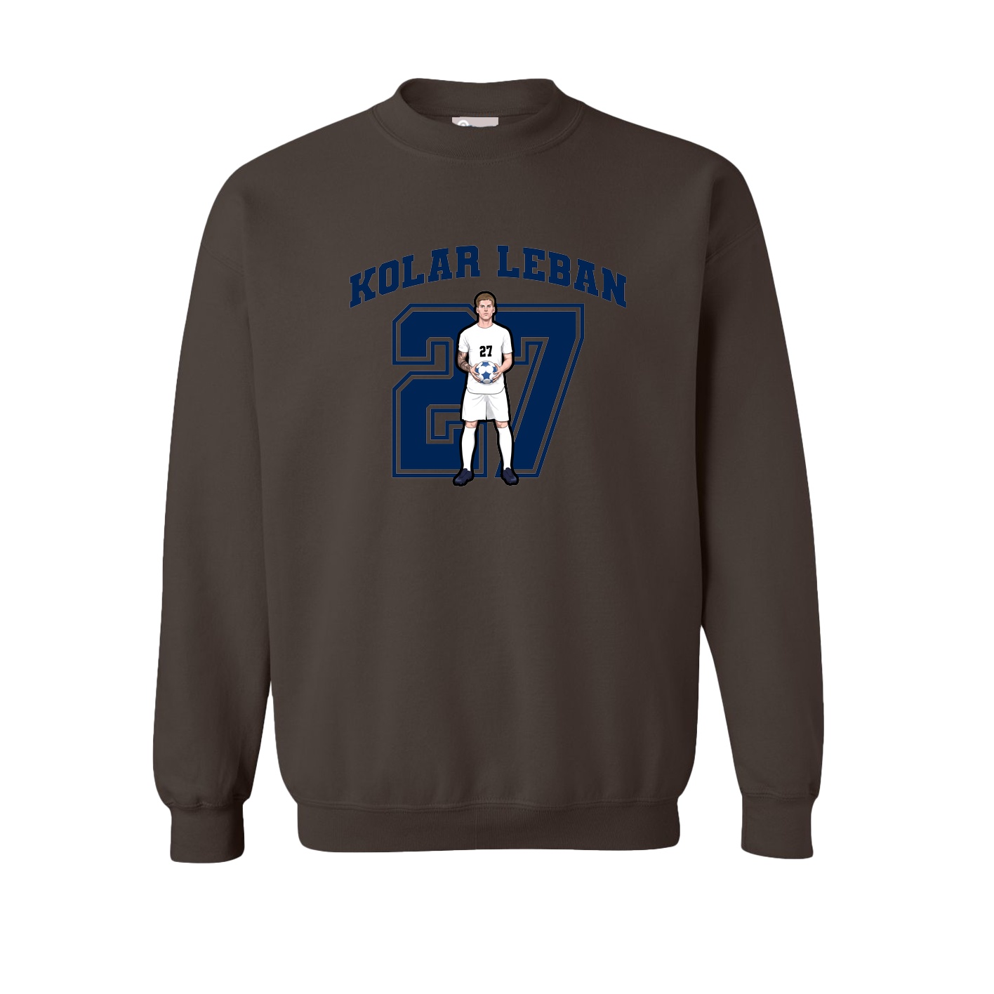 Fleece Crew — Number in Brown