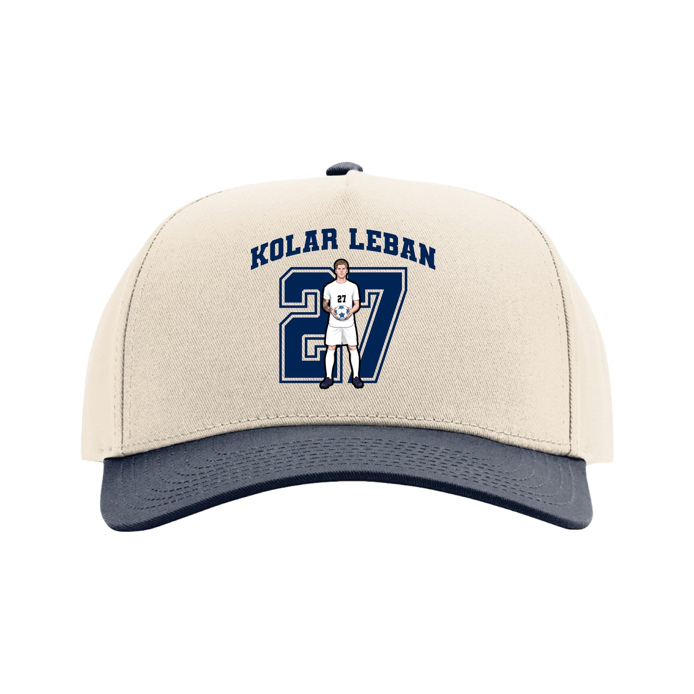 Full Fabric Five-Panel Champ Cap — Number in Cream/Navy