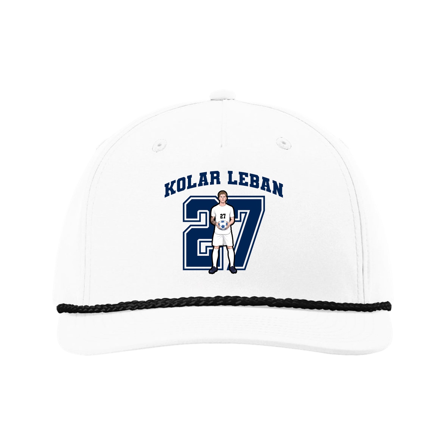 Five-Panel Classic Rope Cap — Number in White
