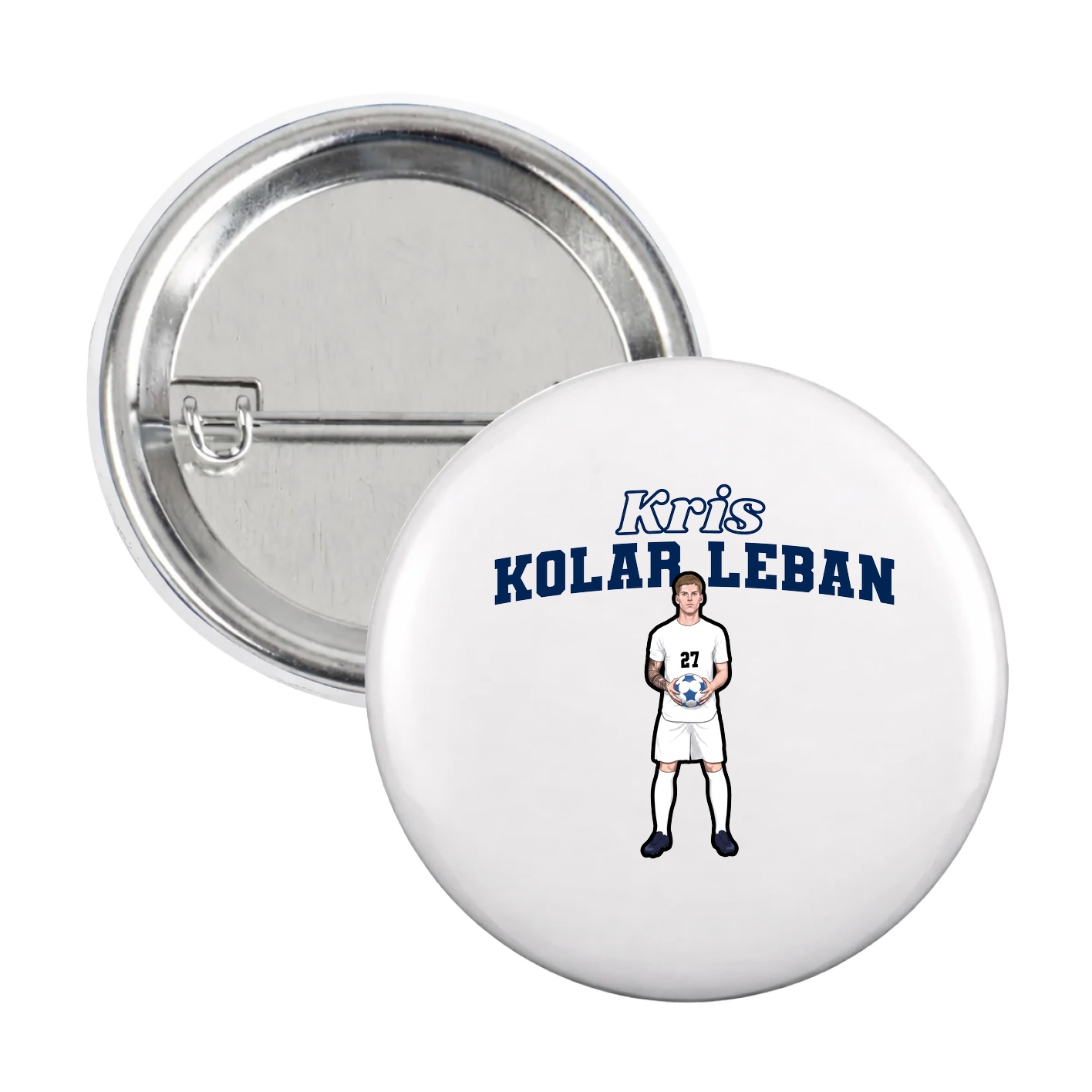 Game Day Button — Name Arch in White