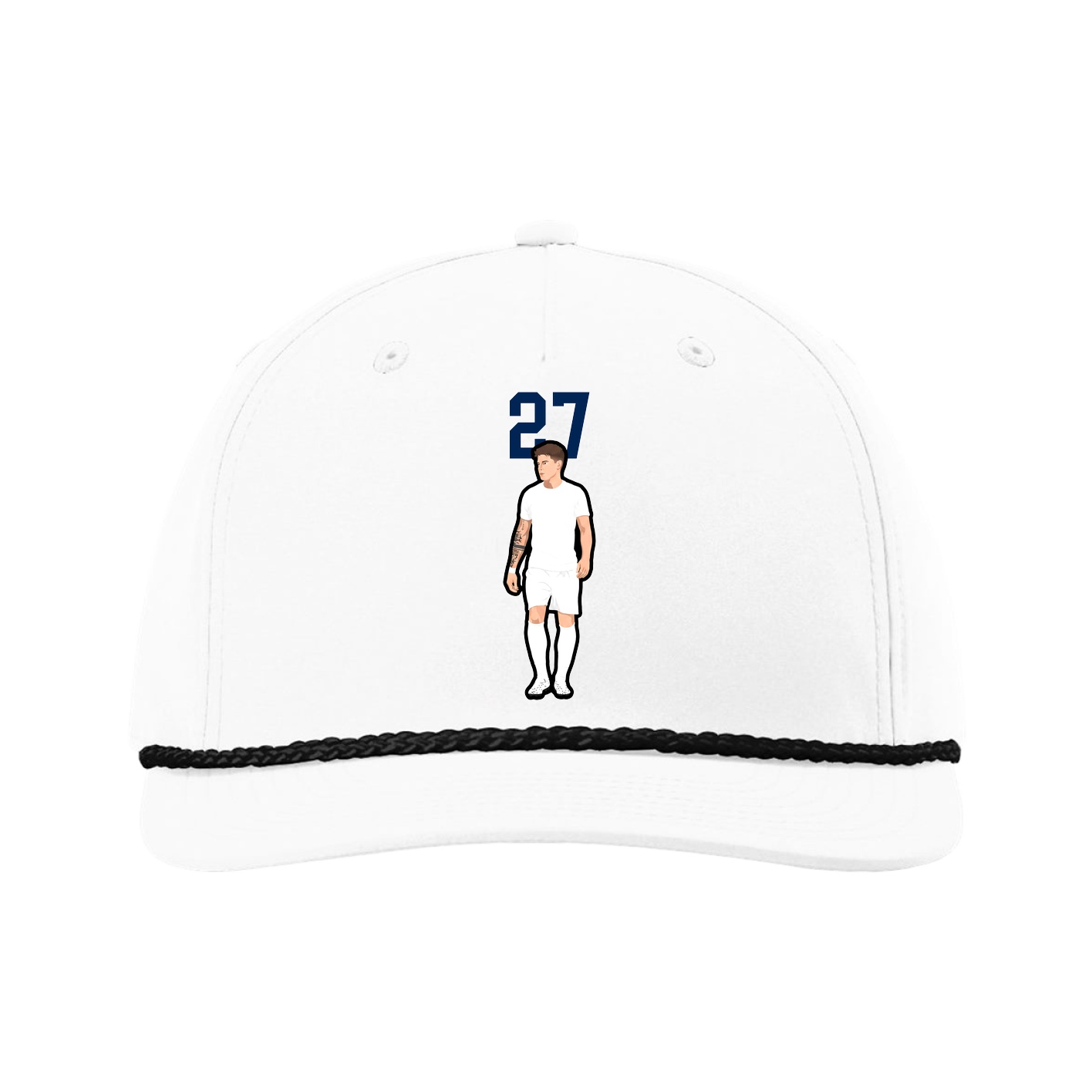 Five-Panel Classic Rope Cap — Number Top in White