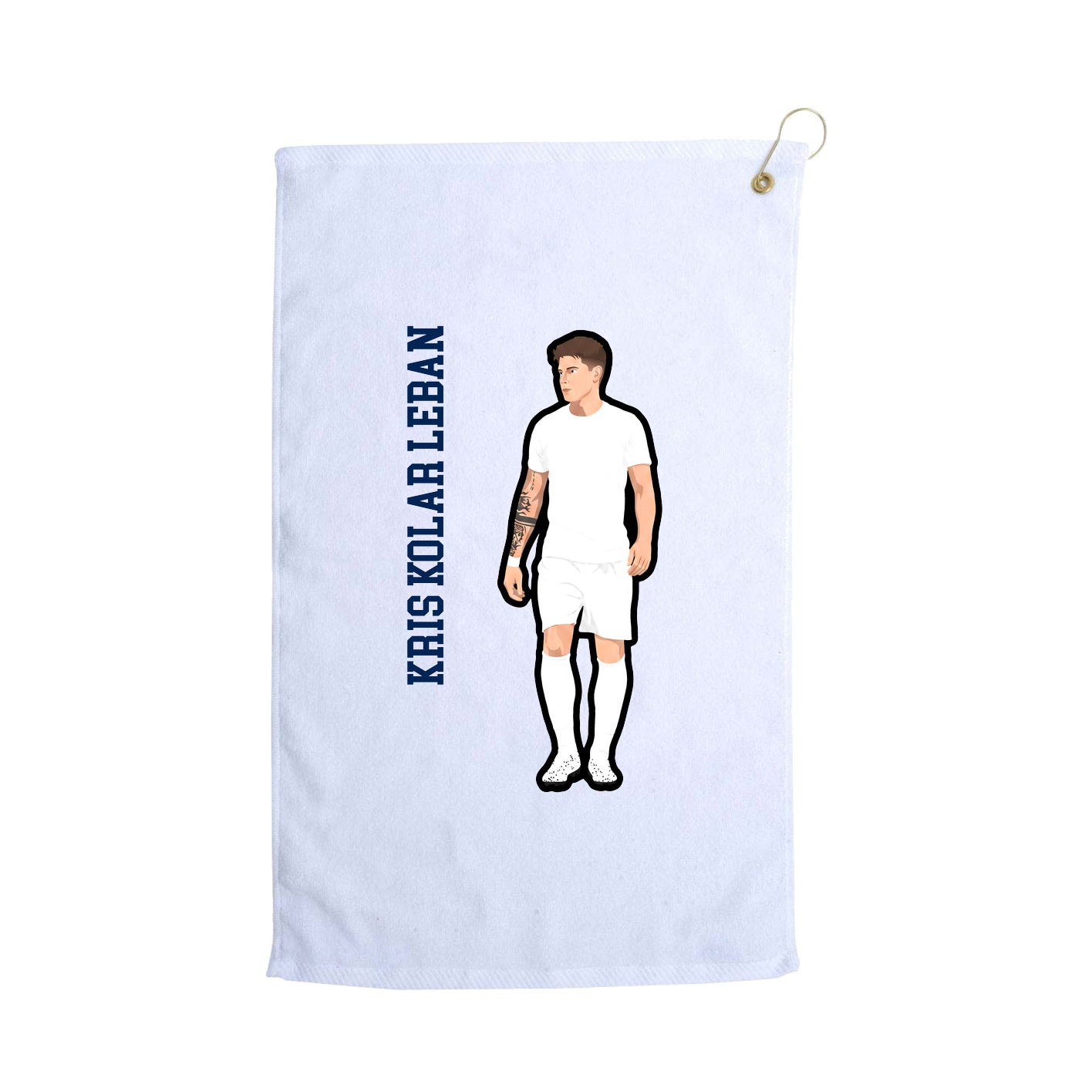 Golf Towel — Name Vertical in White