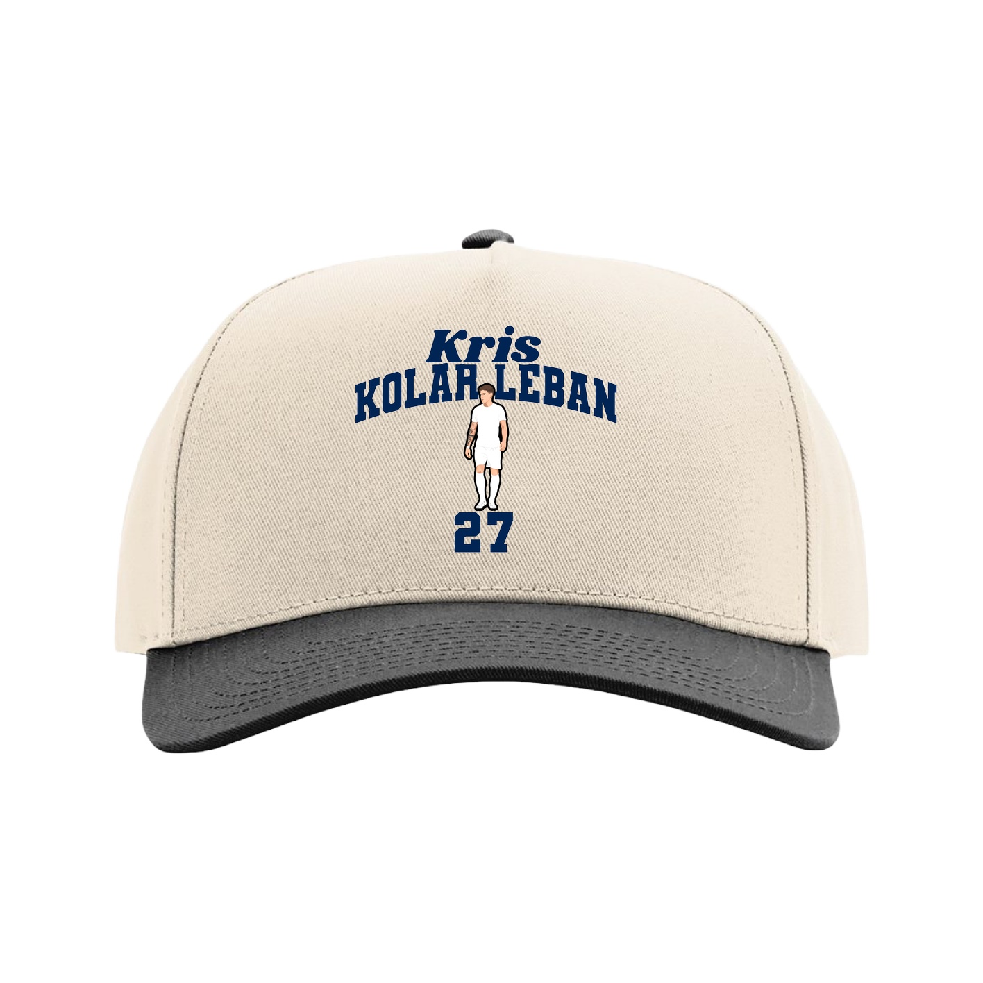 Full Fabric Five-Panel Champ Cap — Signature Arch in Cream/Black