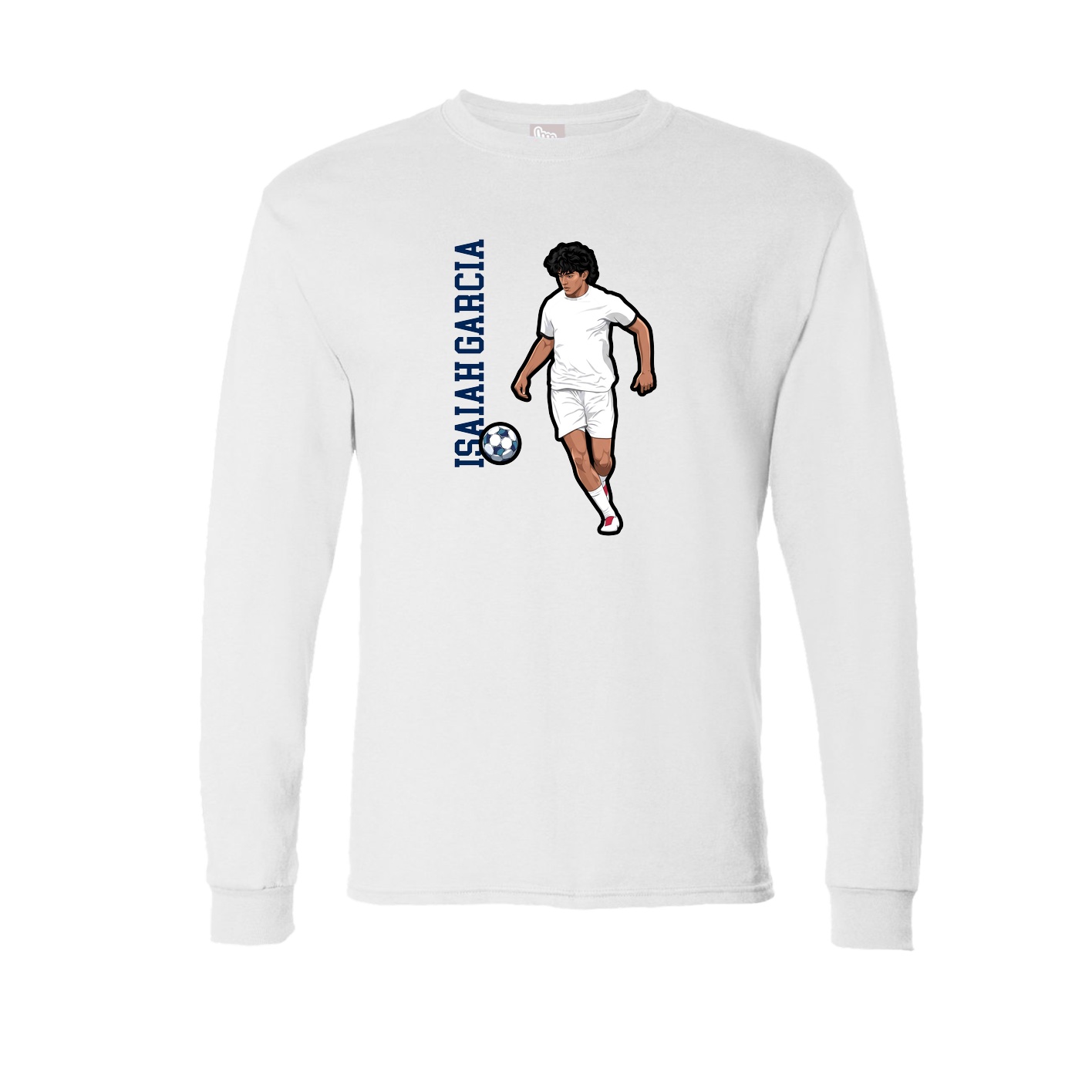 Long Sleeve Tee — Name Vertical in White