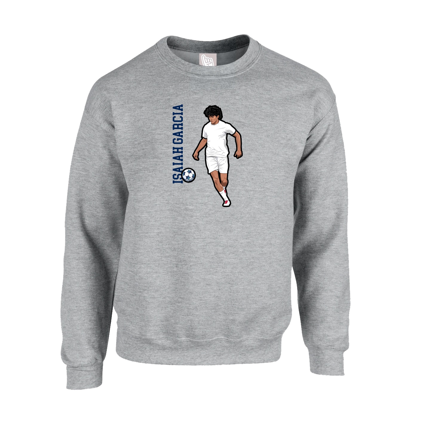 Fleece Crew — Name Vertical in Grey
