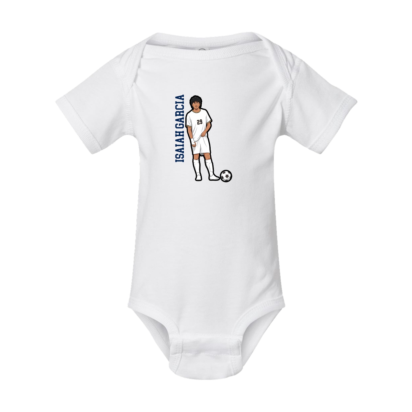 Baby Onesie — Name Vertical in White