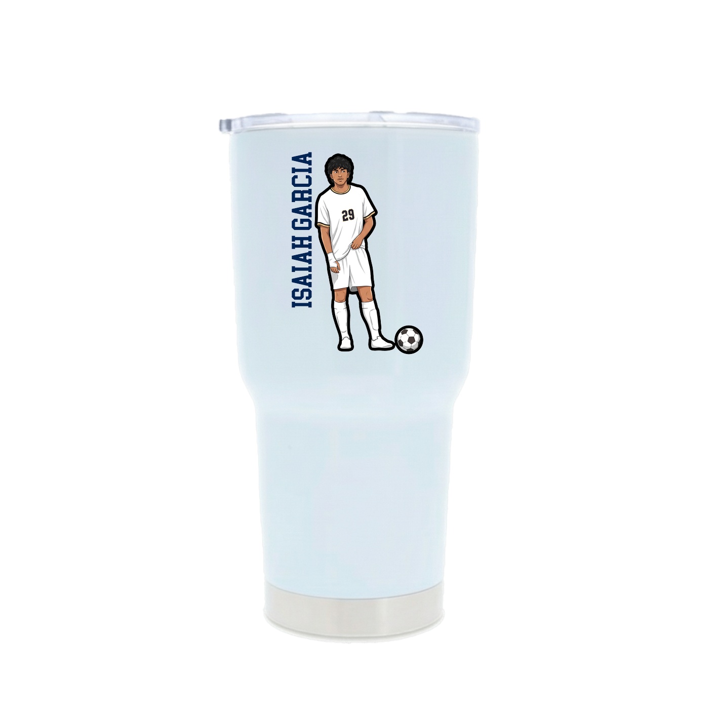 30oz Stainless Steel Tumbler — Name Vertical in White