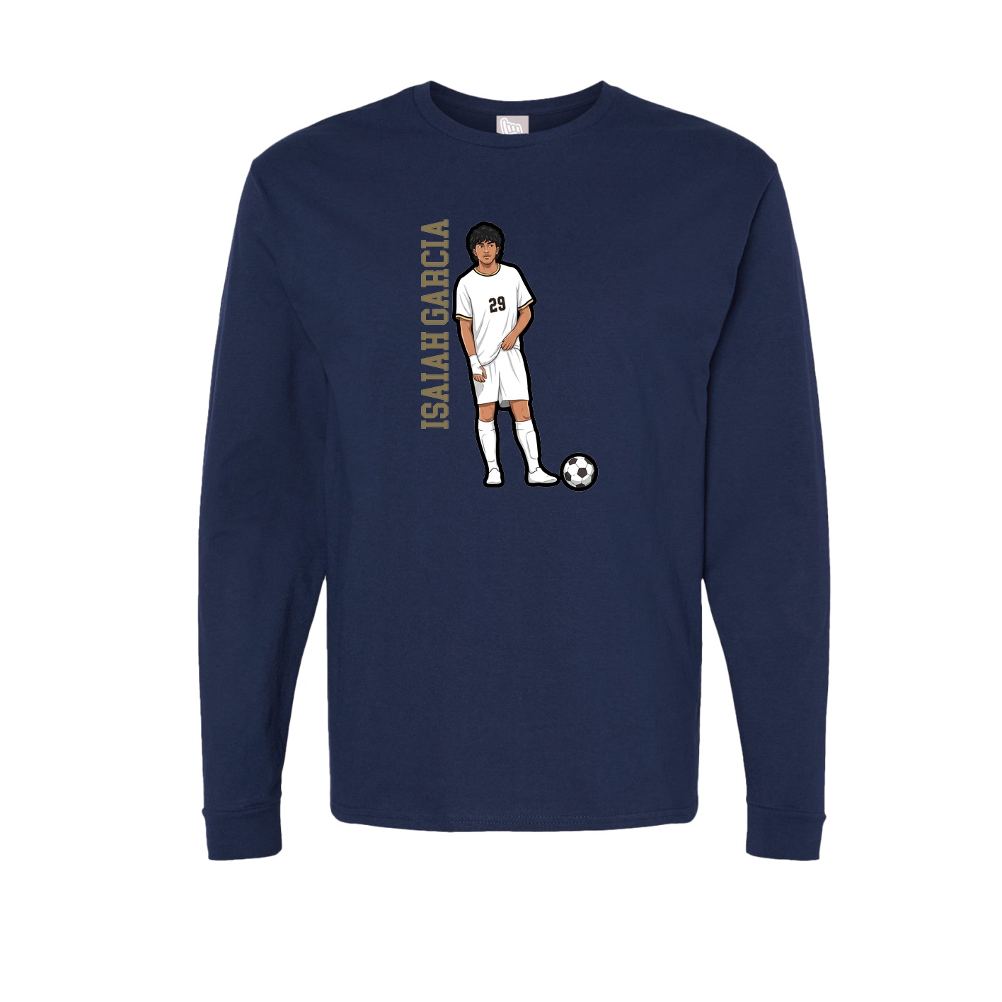 Long Sleeve Tee — Name Vertical in Navy