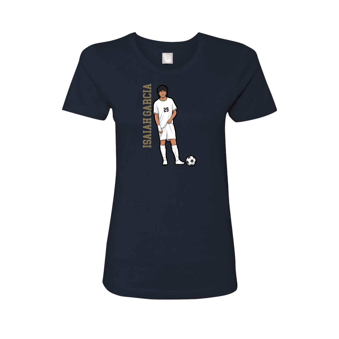 Fitted Women's Tee — Name Vertical in Navy