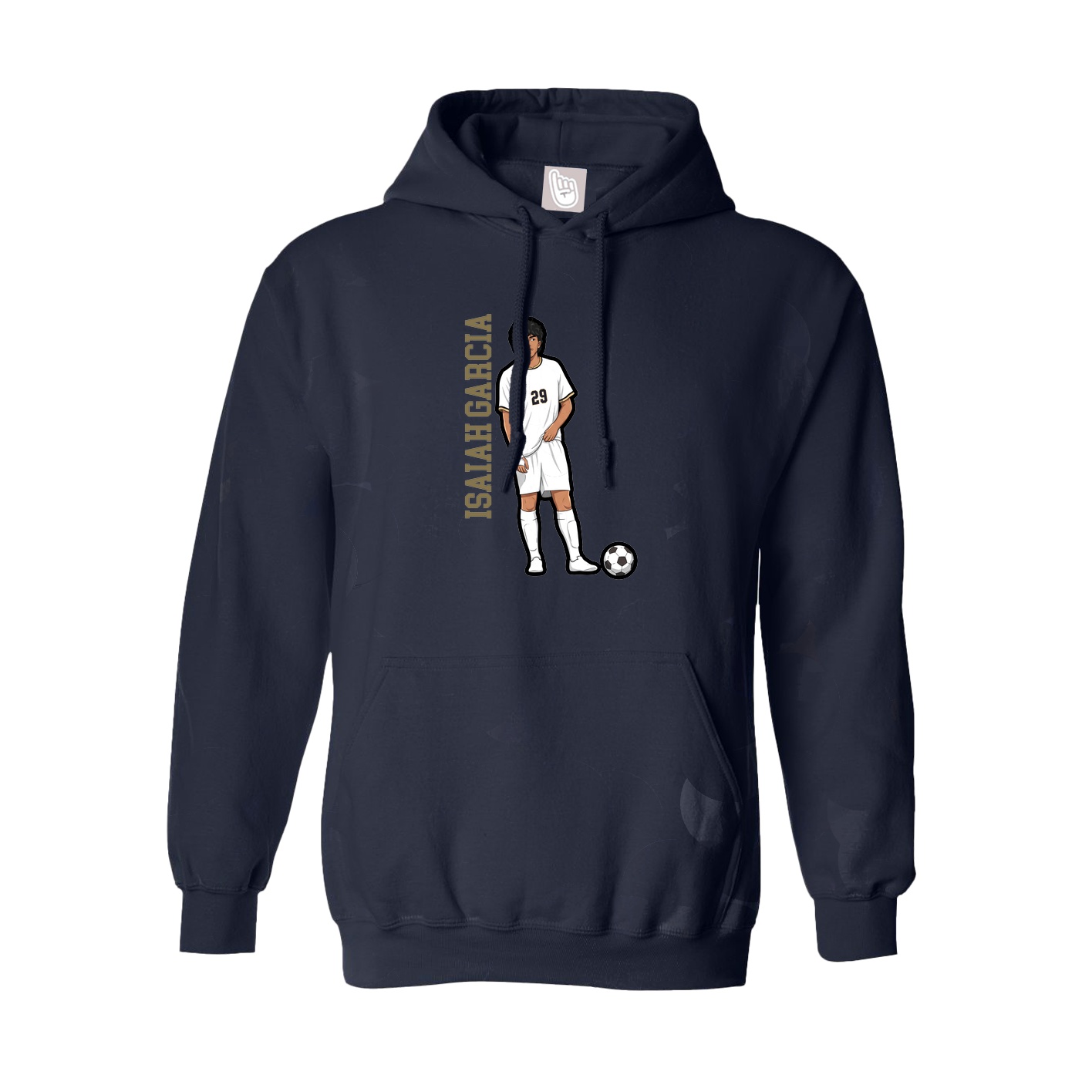 Hoodie — Name Vertical in Navy