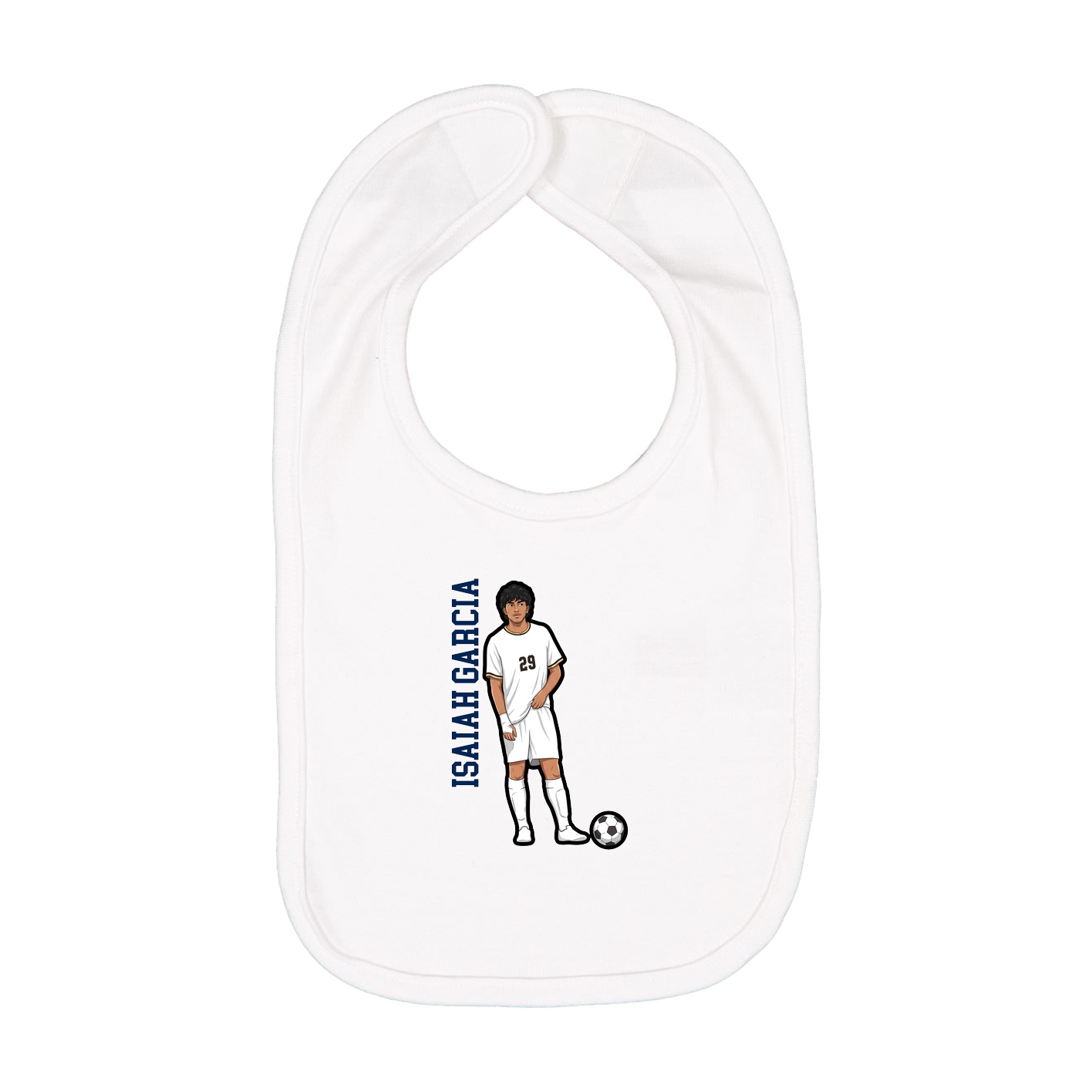 Infant Bib — Name Vertical in White