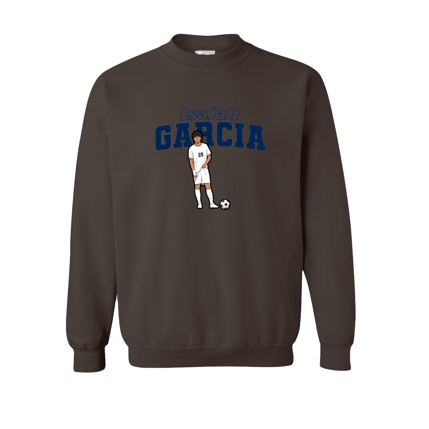 Fleece Crew — Name Arch in Brown
