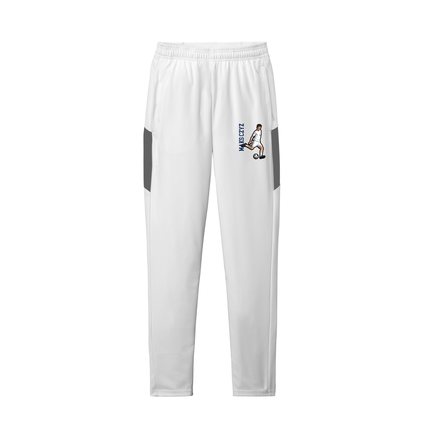 Team Travel Pant — Name Vertical in White/Grey