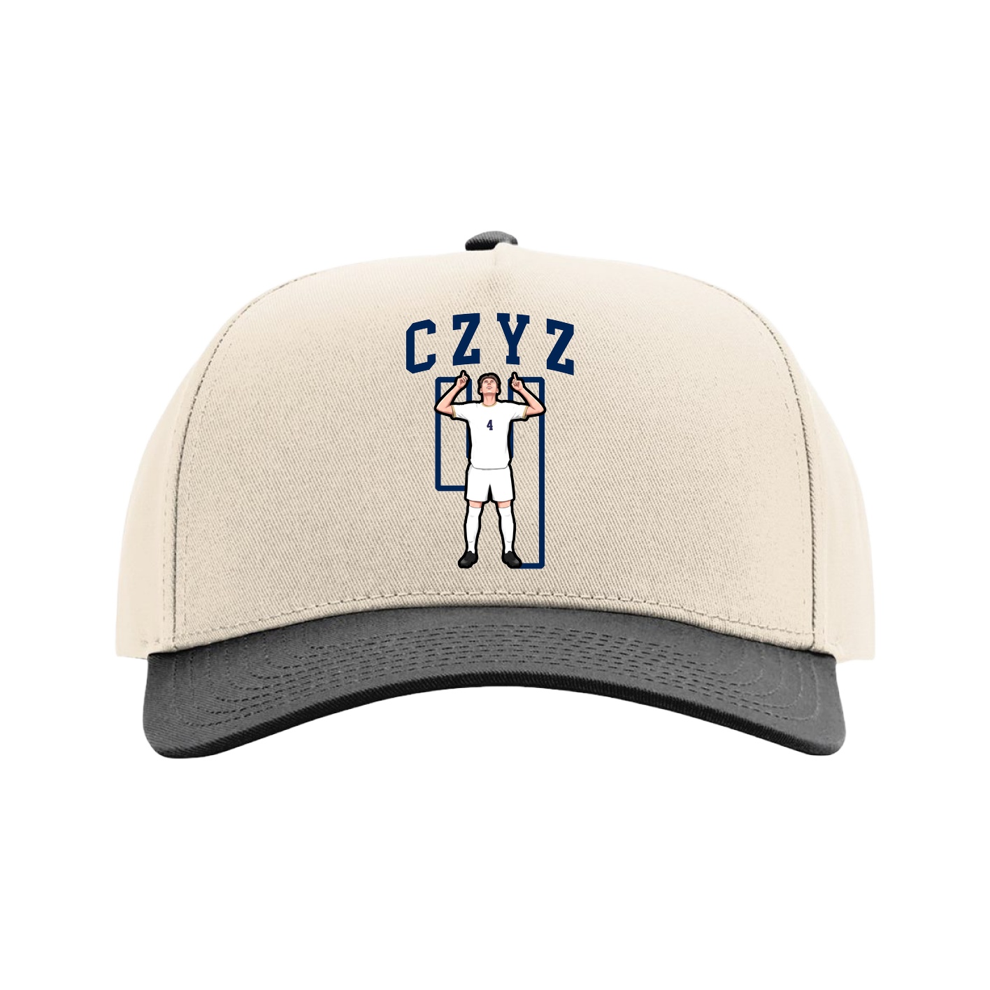 Full Fabric Five-Panel Champ Cap — Shirsey in Cream/Black
