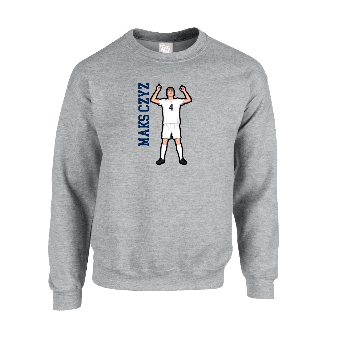 Fleece Crew — Name Vertical in Grey