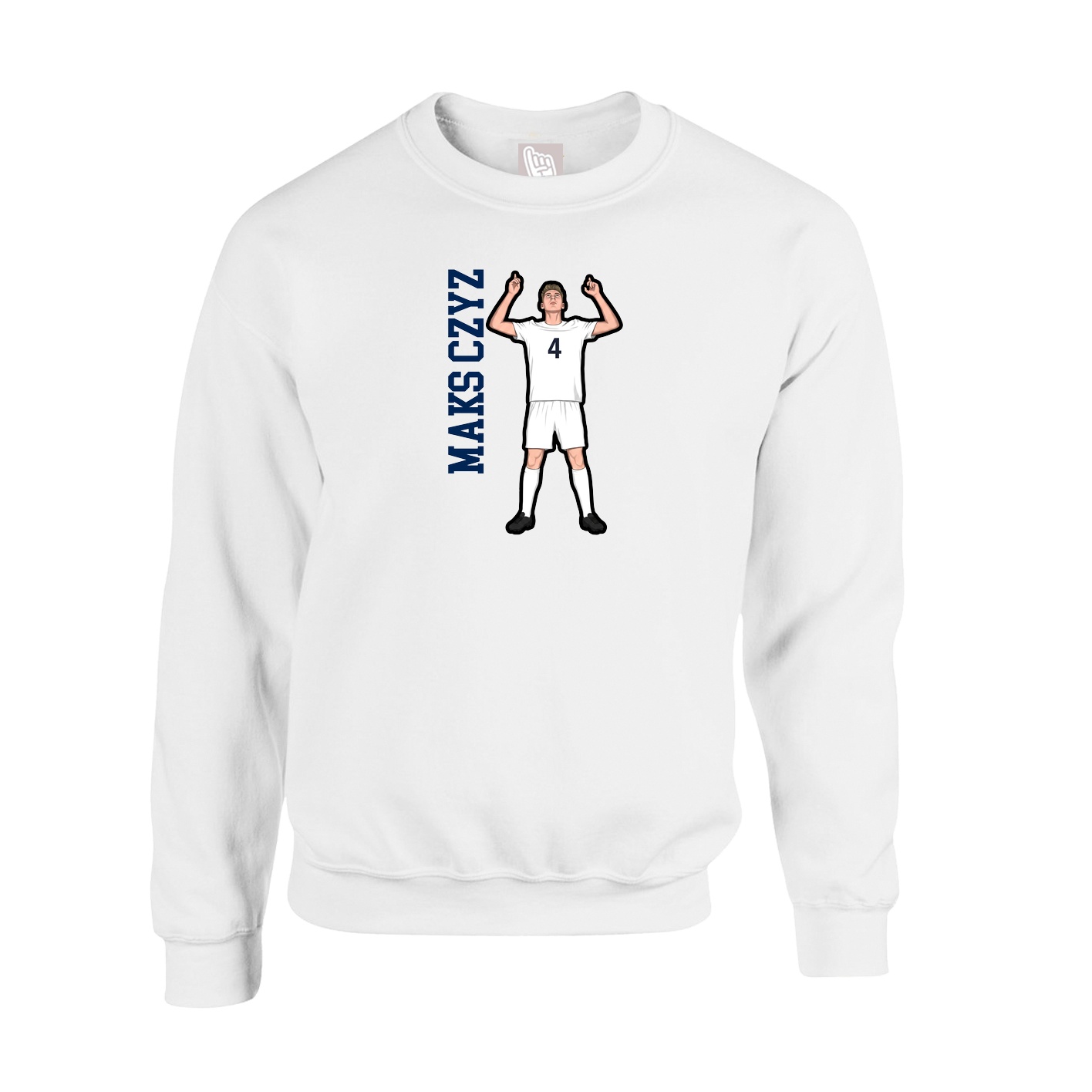 Fleece Crew — Name Vertical in White