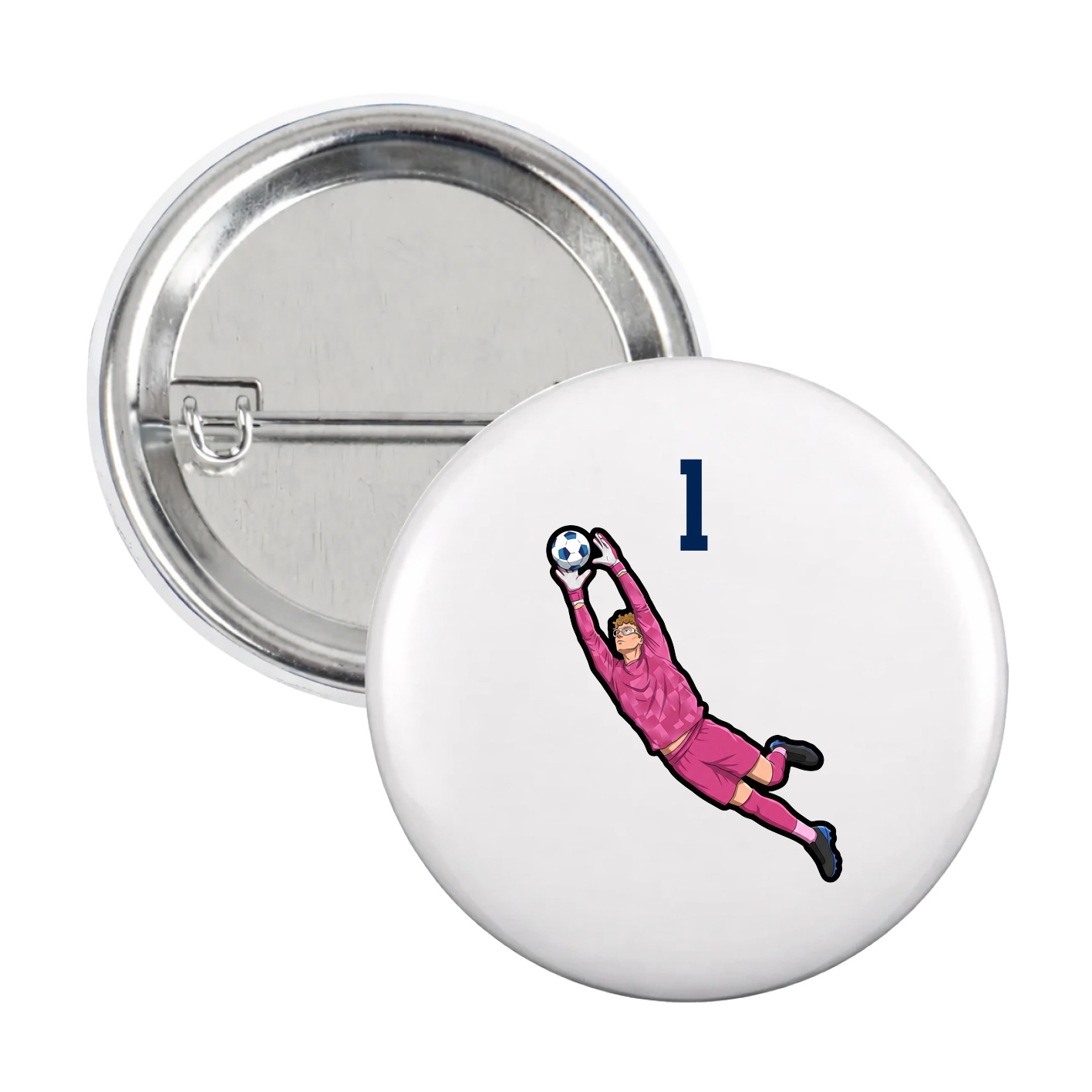 Game Day Button — Number Top in White
