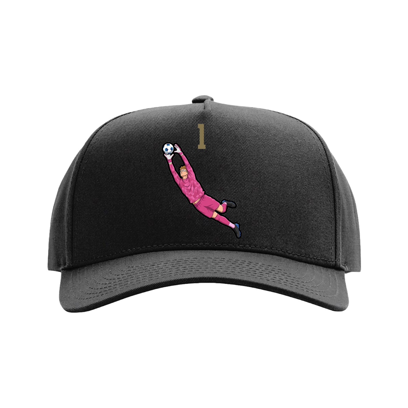 Full Fabric Five-Panel Champ Cap — Number Top in Black