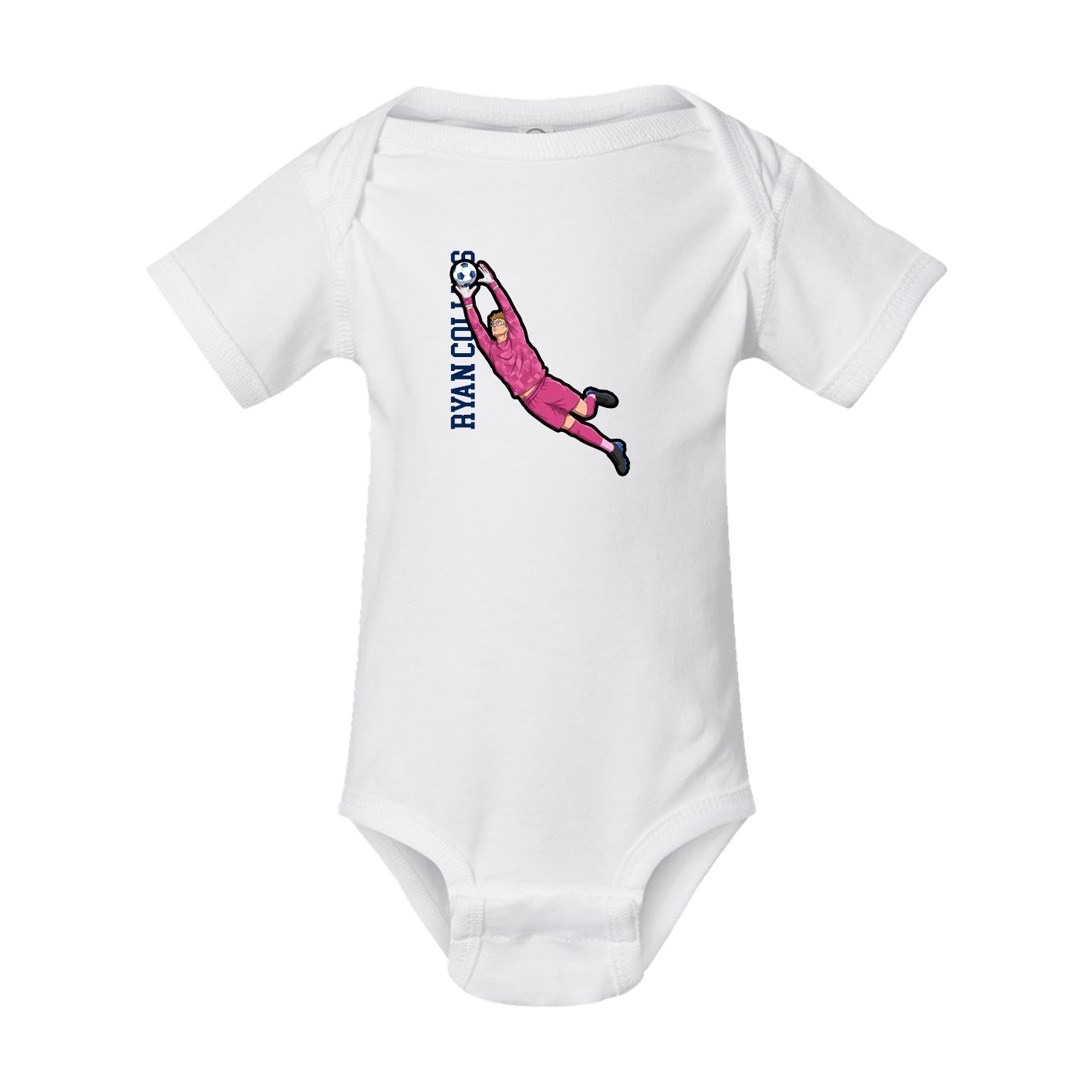 Baby Onesie — Name Vertical in White