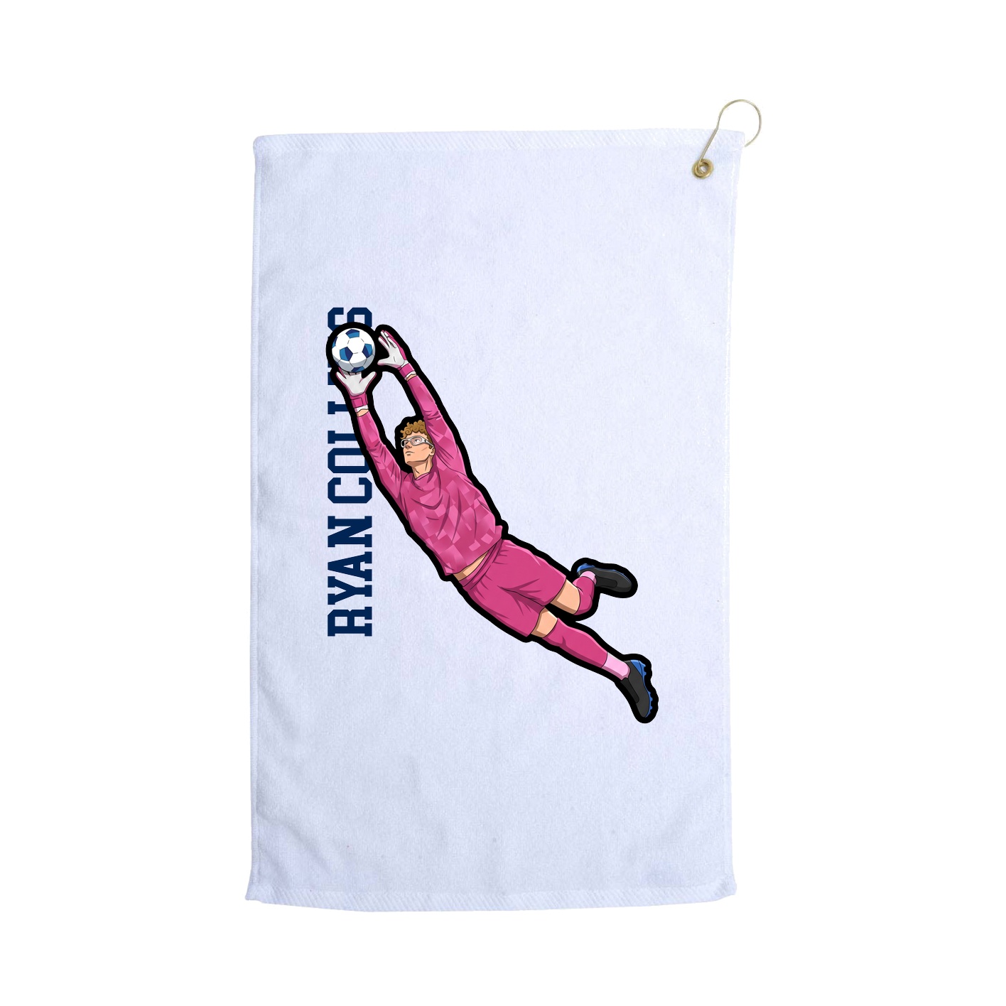 Golf Towel — Name Vertical in White