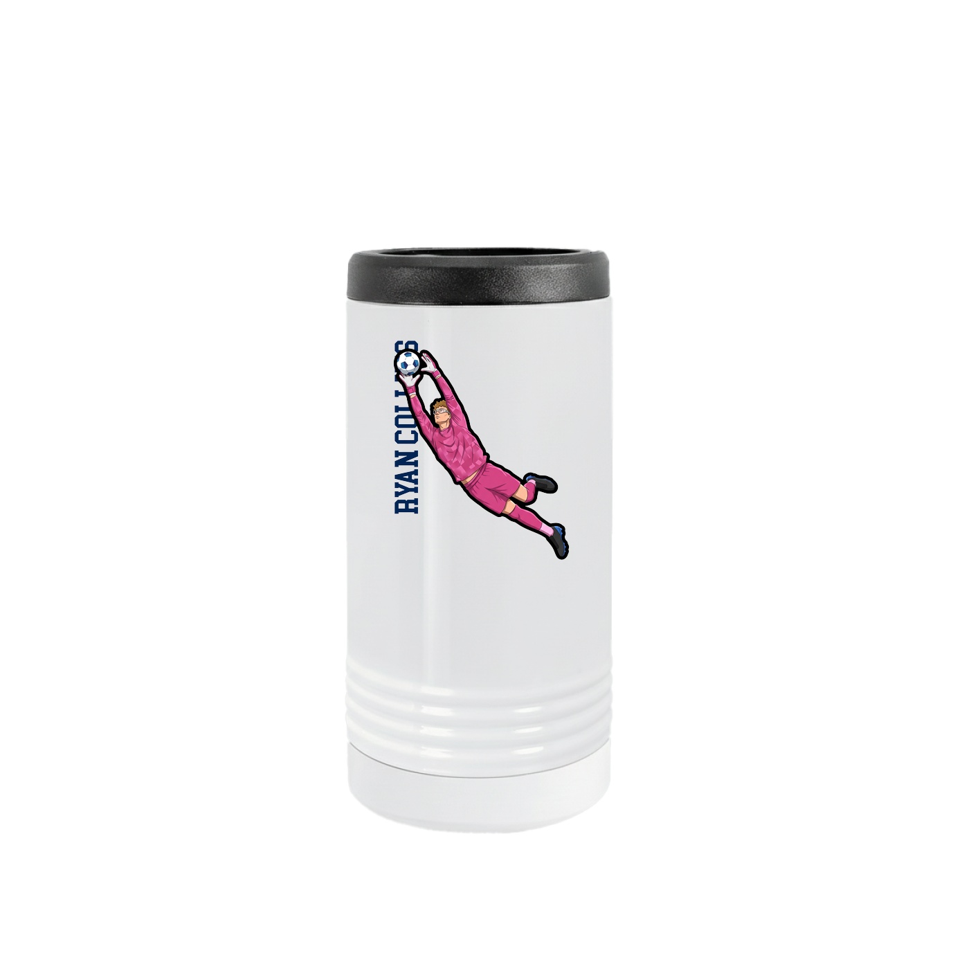 Slim Beverage Holder — Name Vertical in White