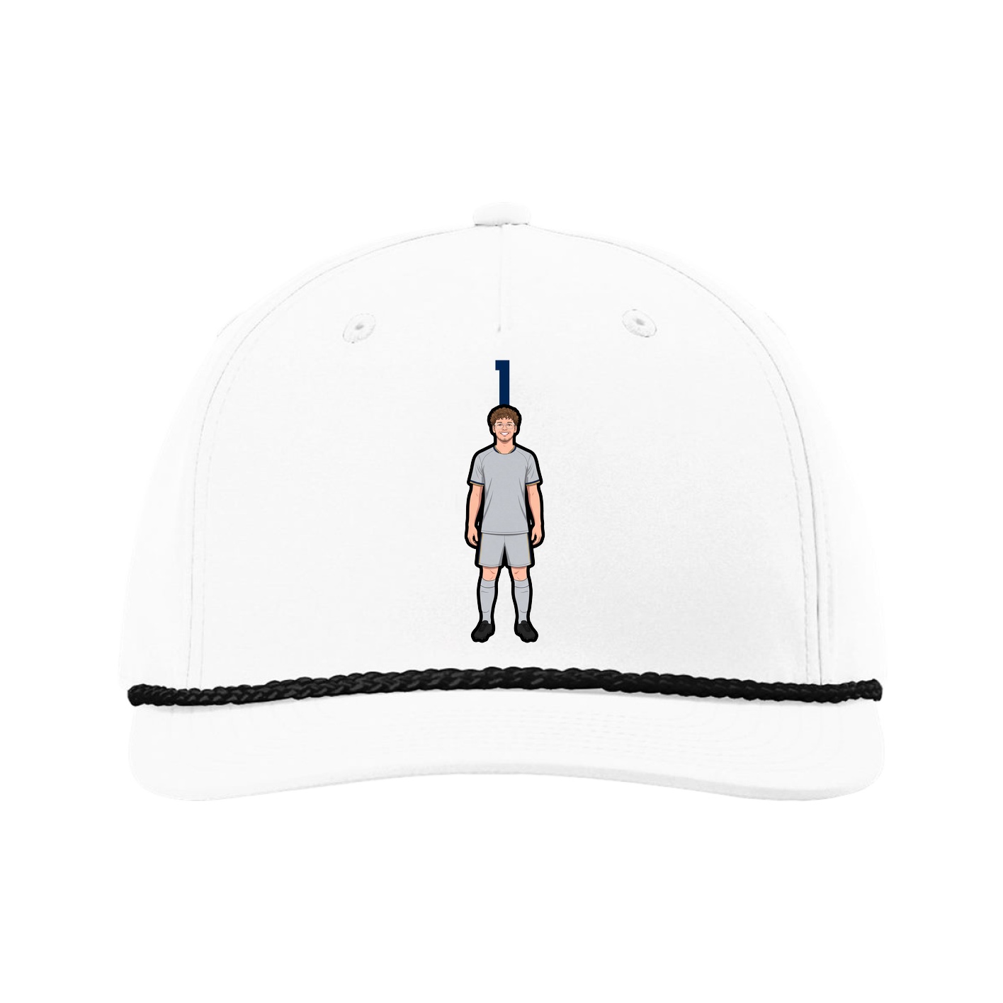 Five-Panel Classic Rope Cap — Number Top in White
