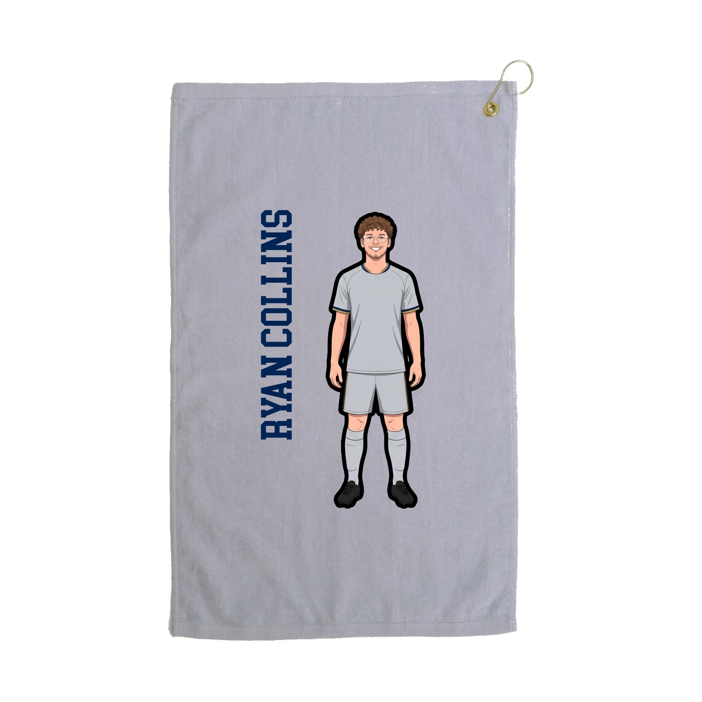 Golf Towel — Name Vertical in Grey