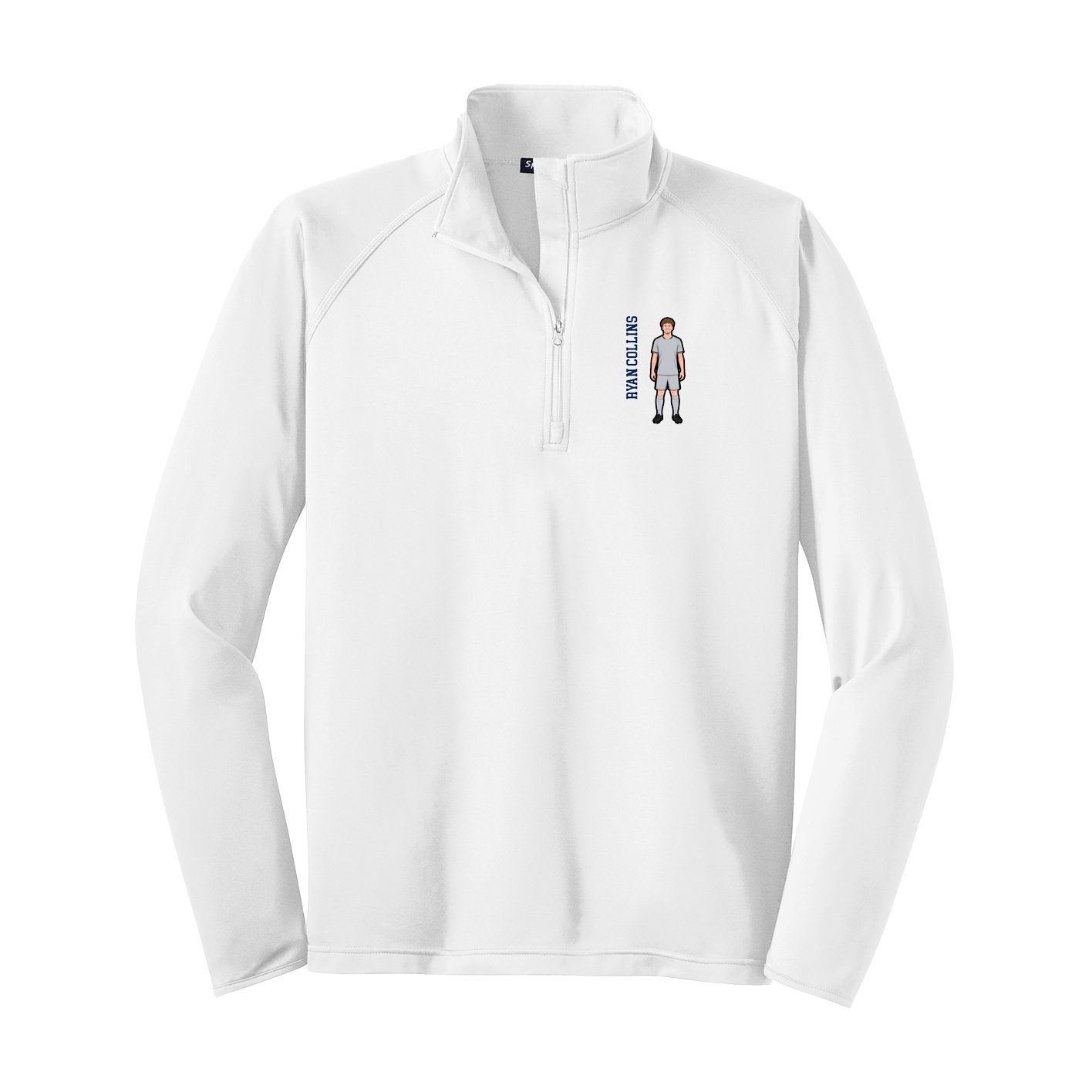 Q-Zip Pullover — Name Vertical in White