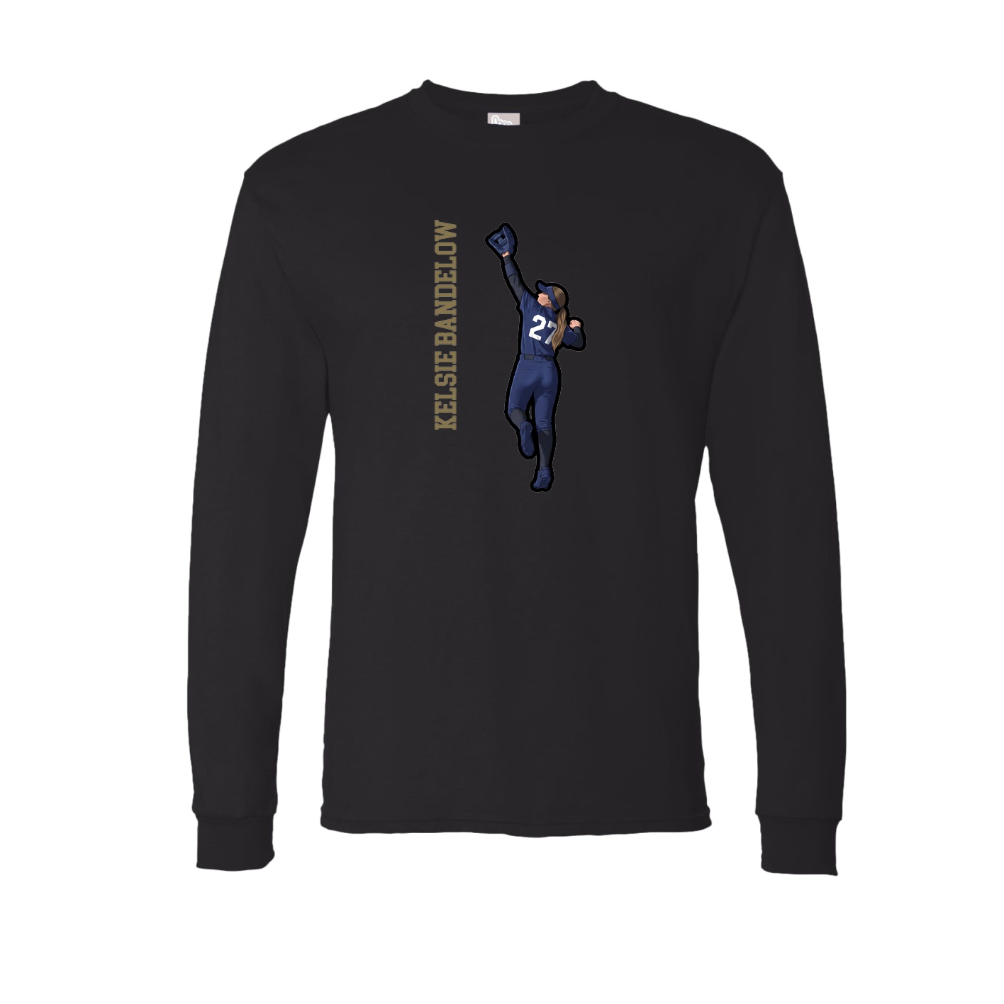 Long Sleeve Tee — Name Vertical in Black