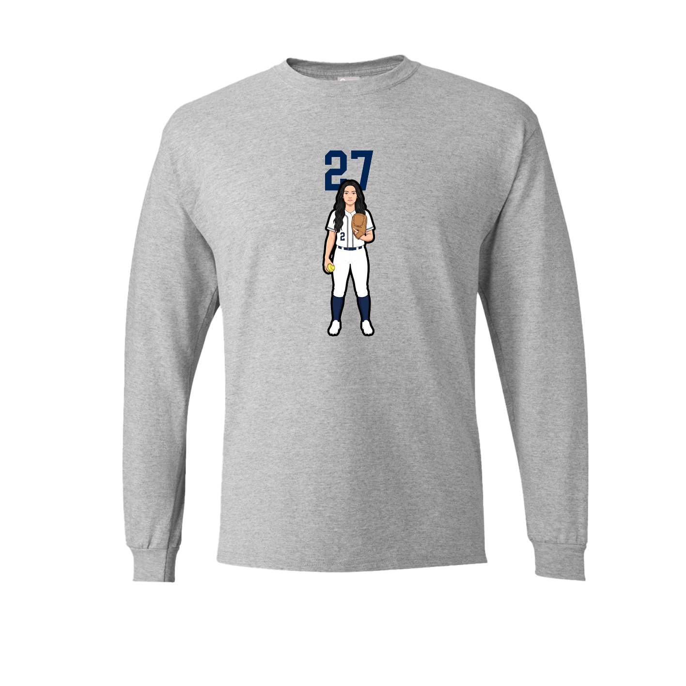 Long Sleeve Tee — Number Top in Grey
