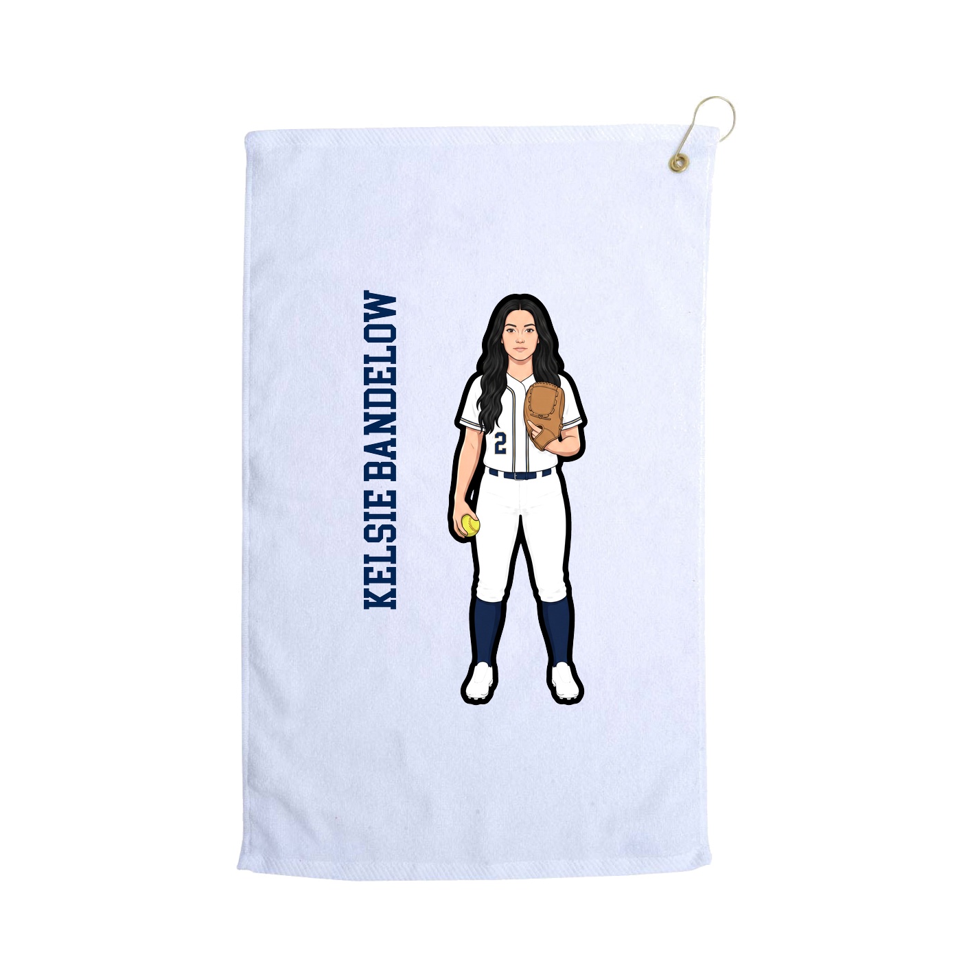 Golf Towel — Name Vertical in White